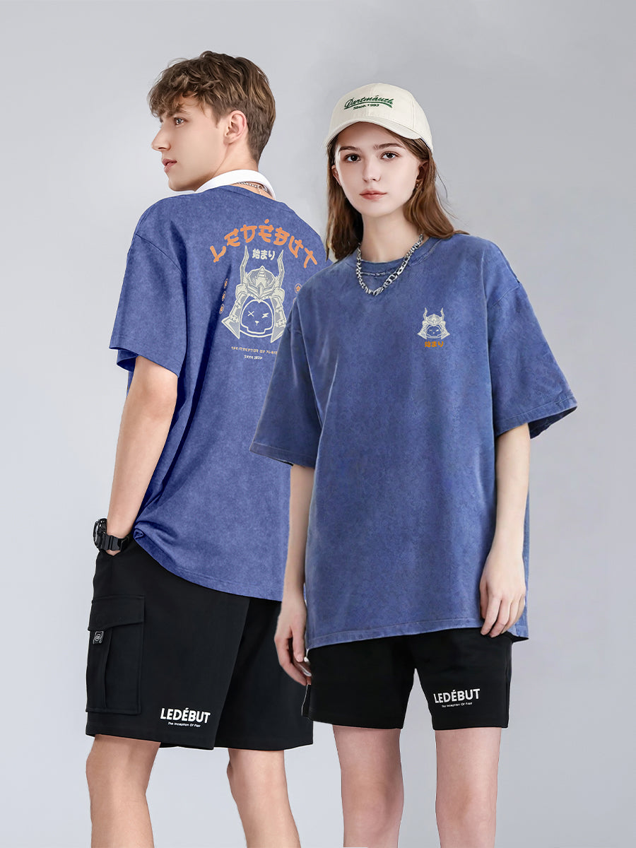 Unisex Gradé Japanese-Inspired Warrior Bear Oversized Tee