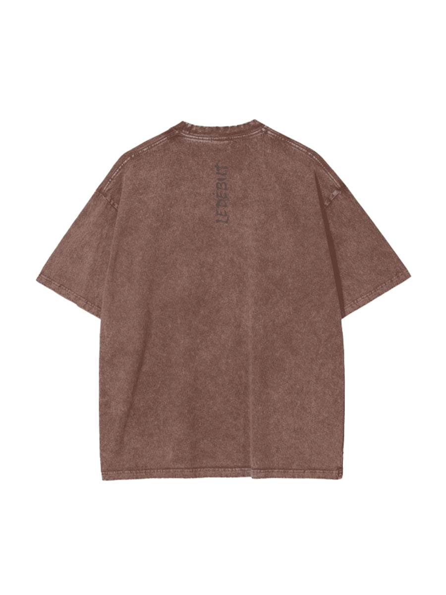 Unisex Gradé Japanese-Inspired Text Print Oversized Tee