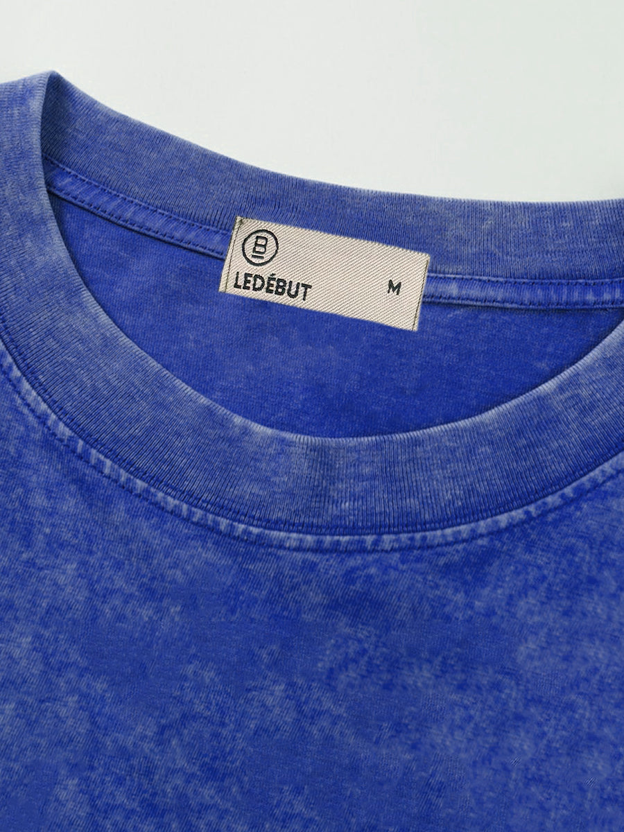 Unisex Gradé Japanese-Inspired Text Print Oversized Tee