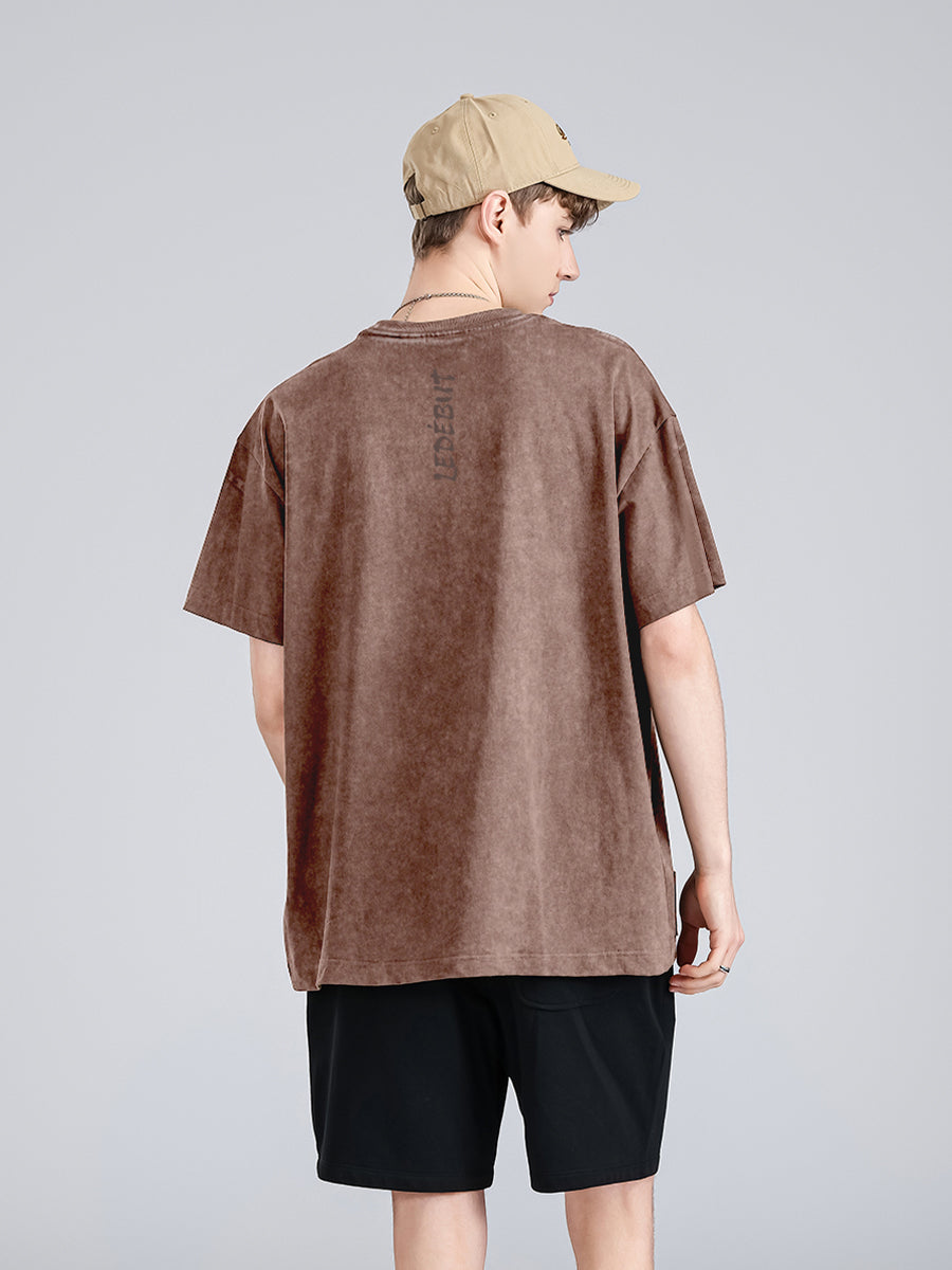Unisex Gradé Japanese-Inspired Text Print Oversized Tee