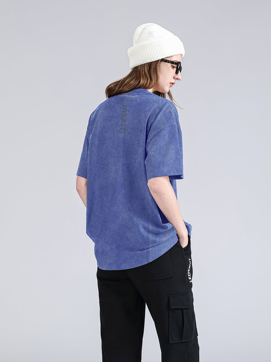 Unisex Gradé Japanese-Inspired Text Print Oversized Tee