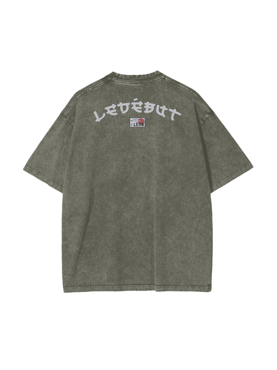 Unisex Gradé Japanese-Inspired Motif Print Oversized Tee