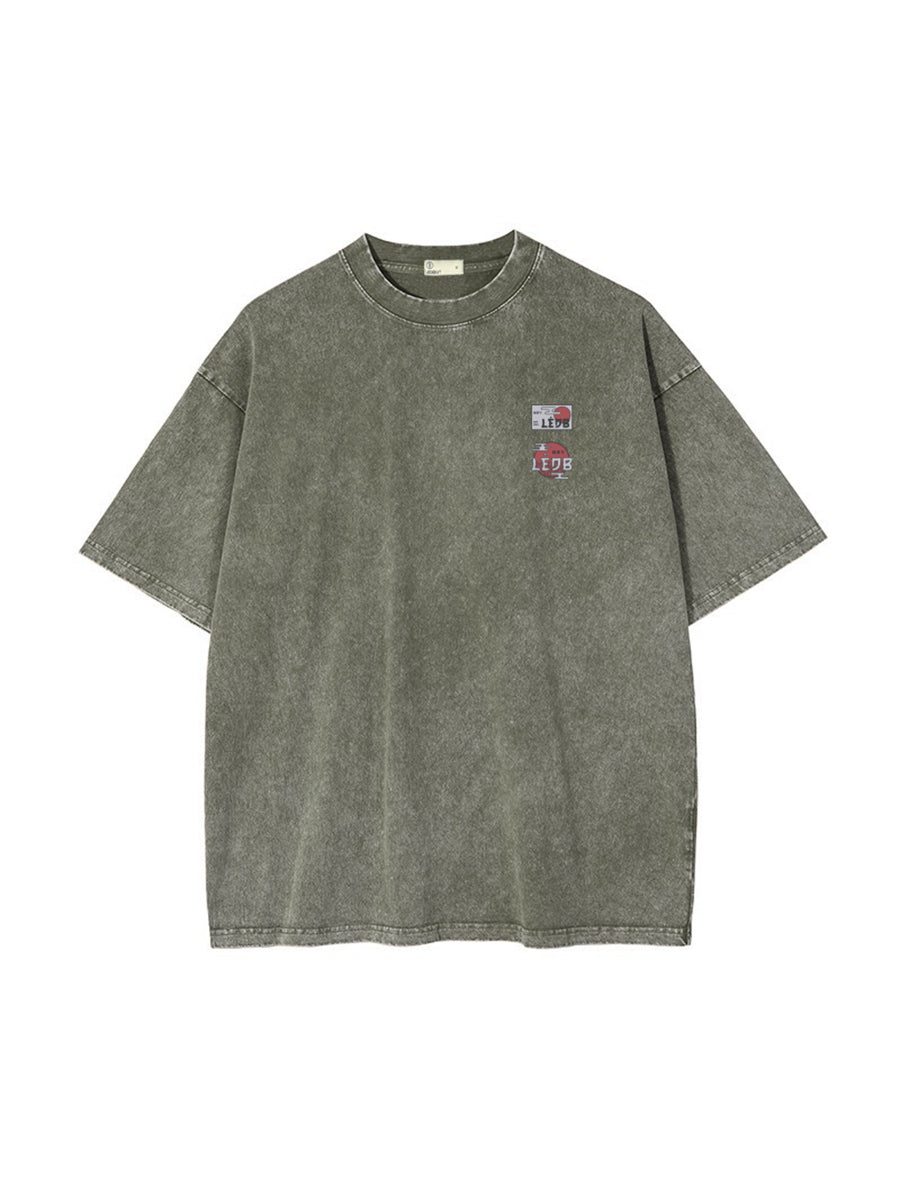 Unisex Gradé Japanese-Inspired Motif Print Oversized Tee