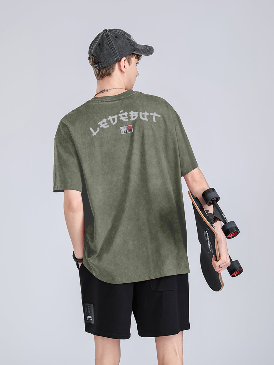 Unisex Gradé Japanese-Inspired Motif Print Oversized Tee