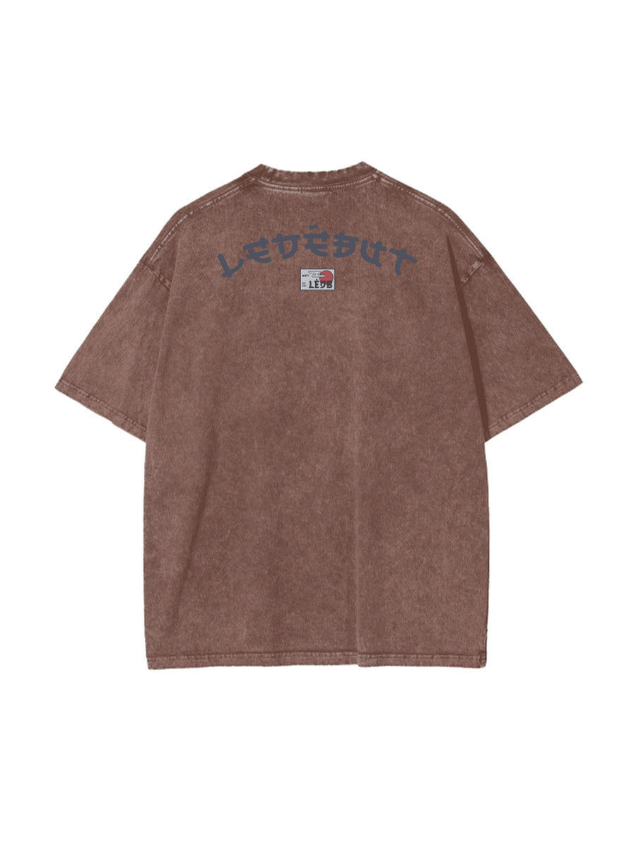 Unisex Gradé Japanese-Inspired Motif Print Oversized Tee