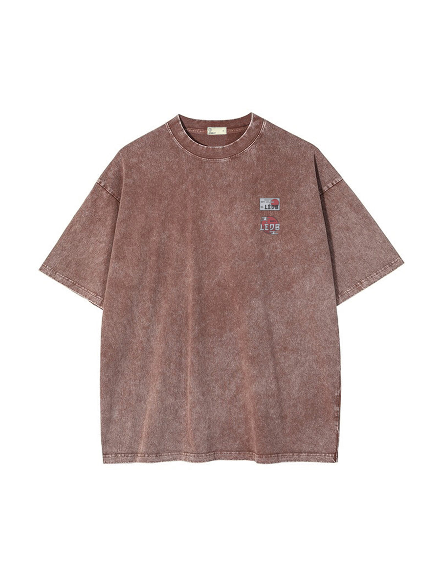 Unisex Gradé Japanese-Inspired Motif Print Oversized Tee