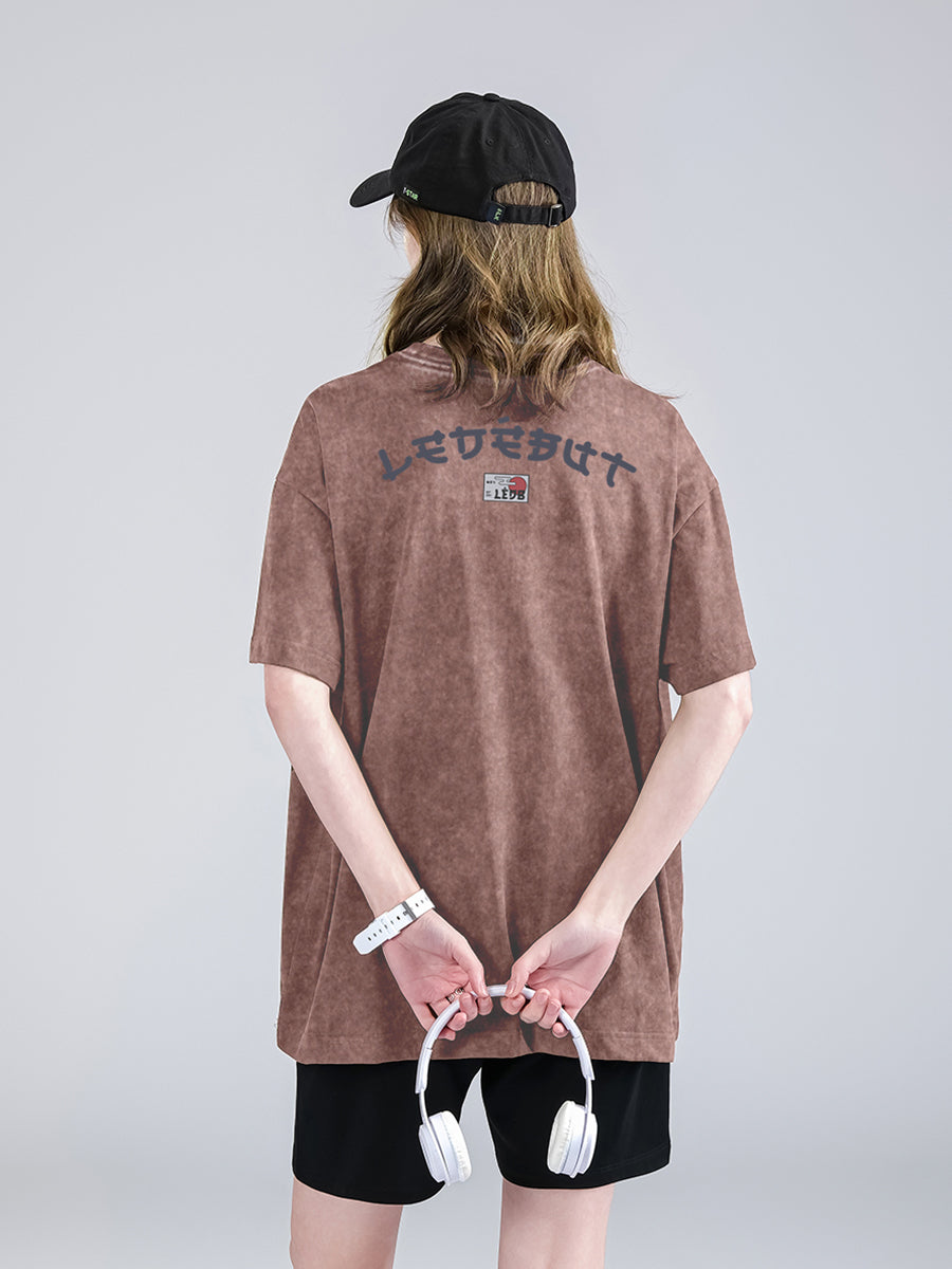 Unisex Gradé Japanese-Inspired Motif Print Oversized Tee