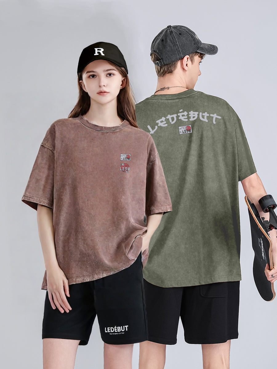 Unisex Gradé Japanese-Inspired Motif Print Oversized Tee