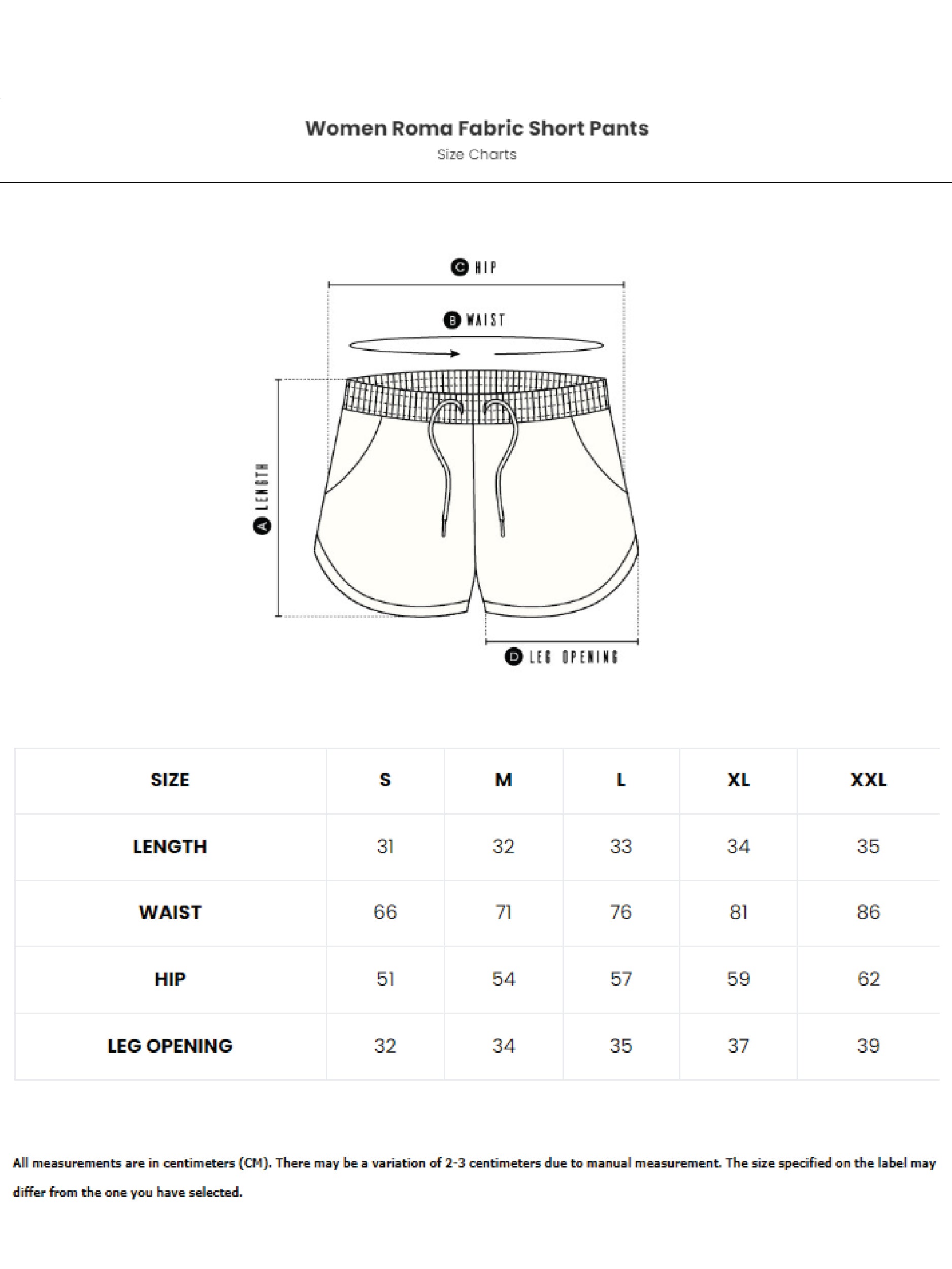 Women Roma Fabric Short Pants