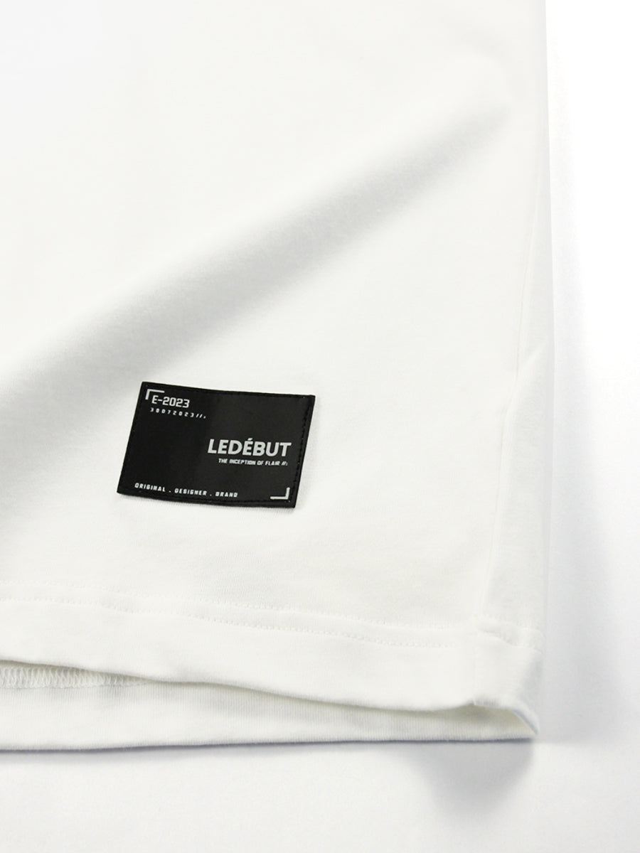 Unisex Ledébut Puff Print Leather Patch Oversized Tee