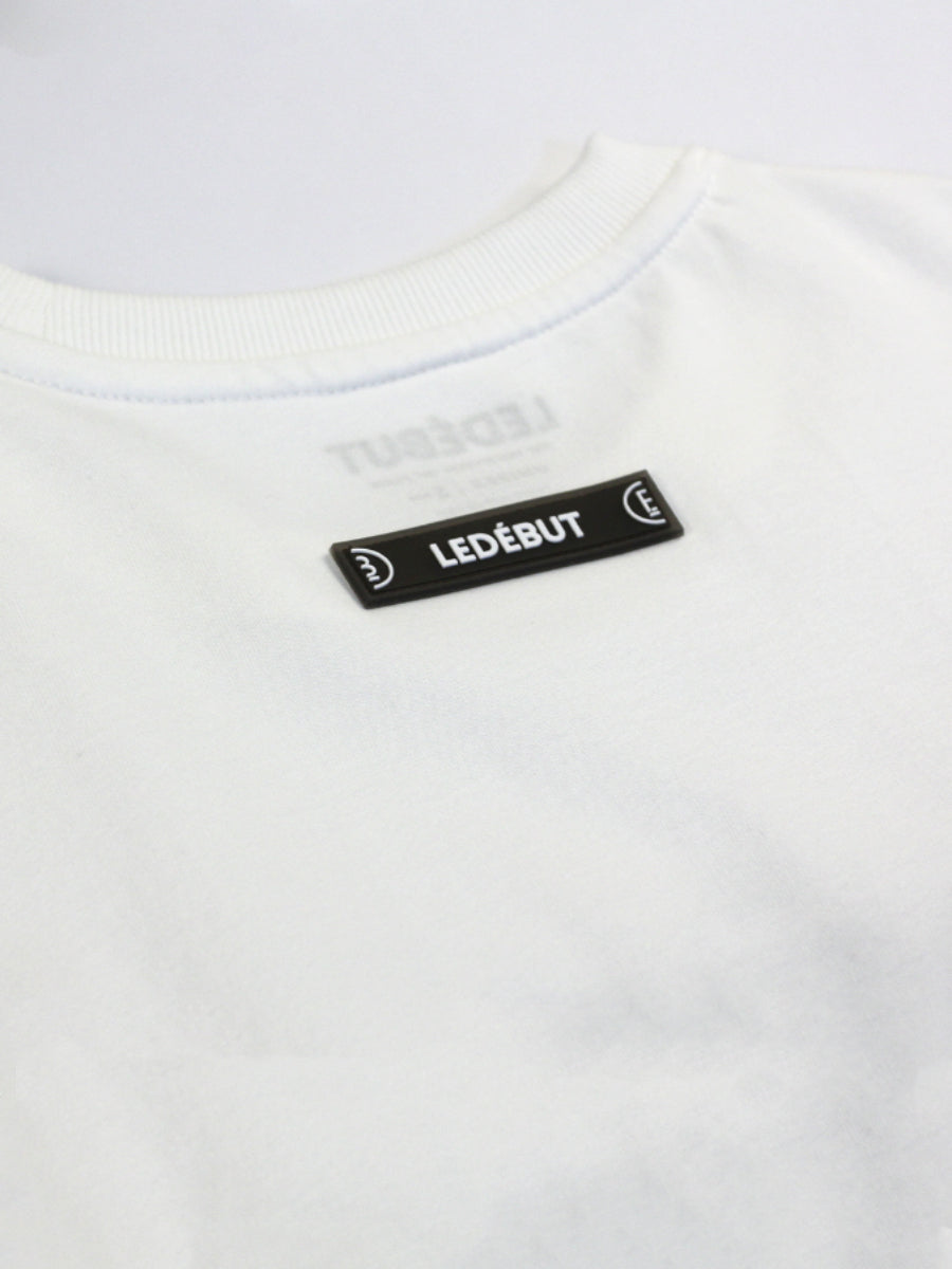 Unisex Ledébut Puff Print Leather Patch Oversized Tee