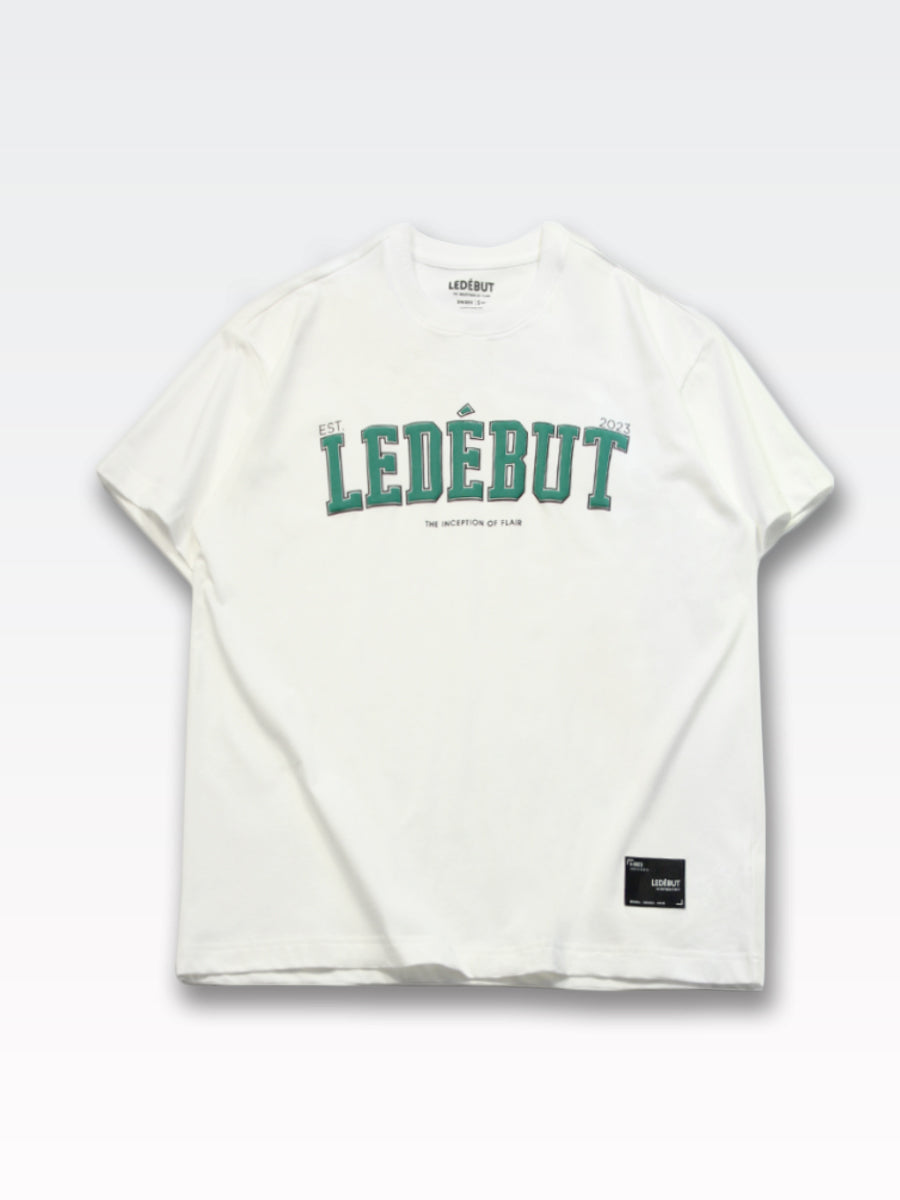 Unisex Ledébut Puff Print Leather Patch Oversized Tee