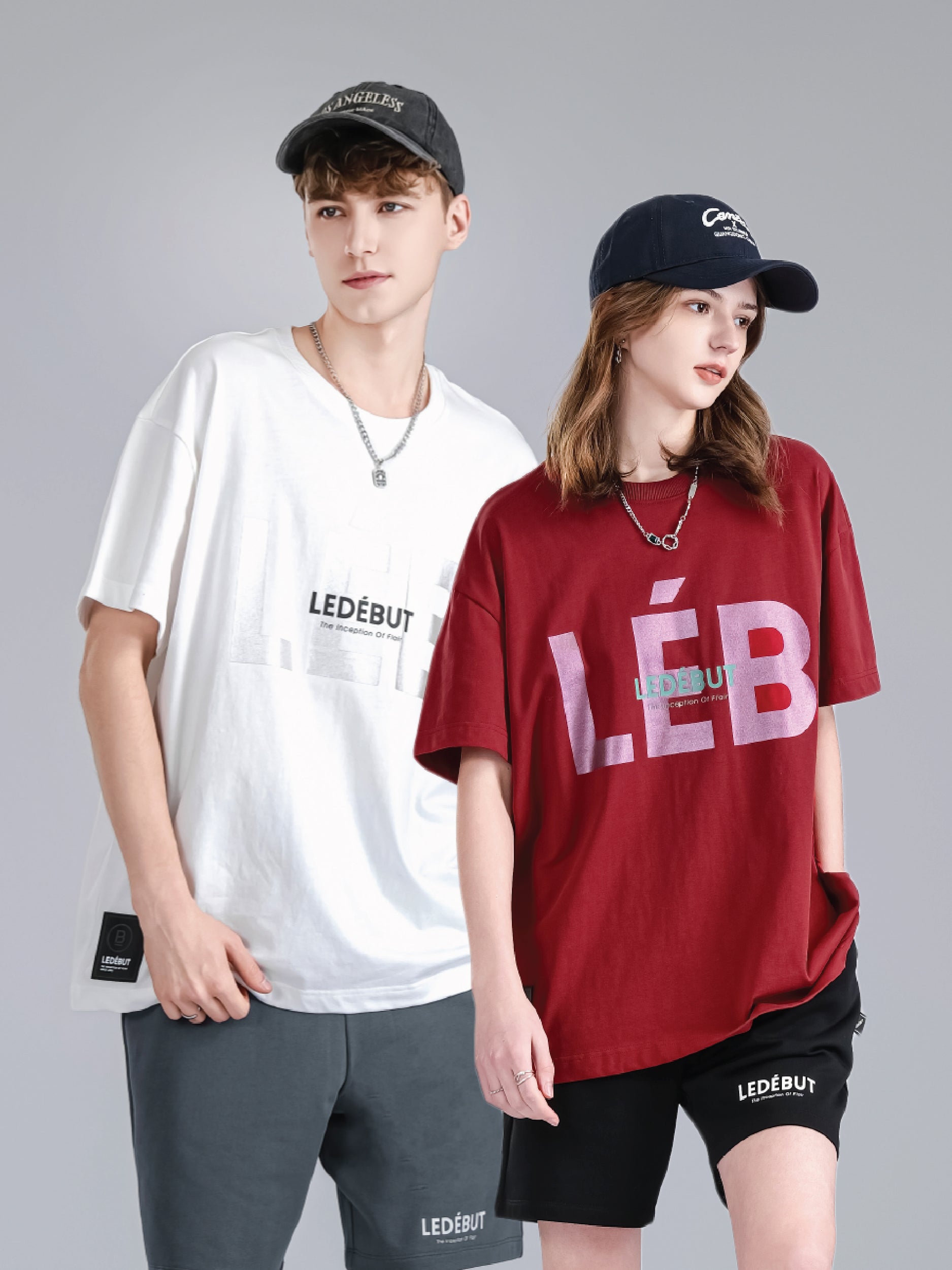 Unisex LEB Front Pearl Print Oversized Tee