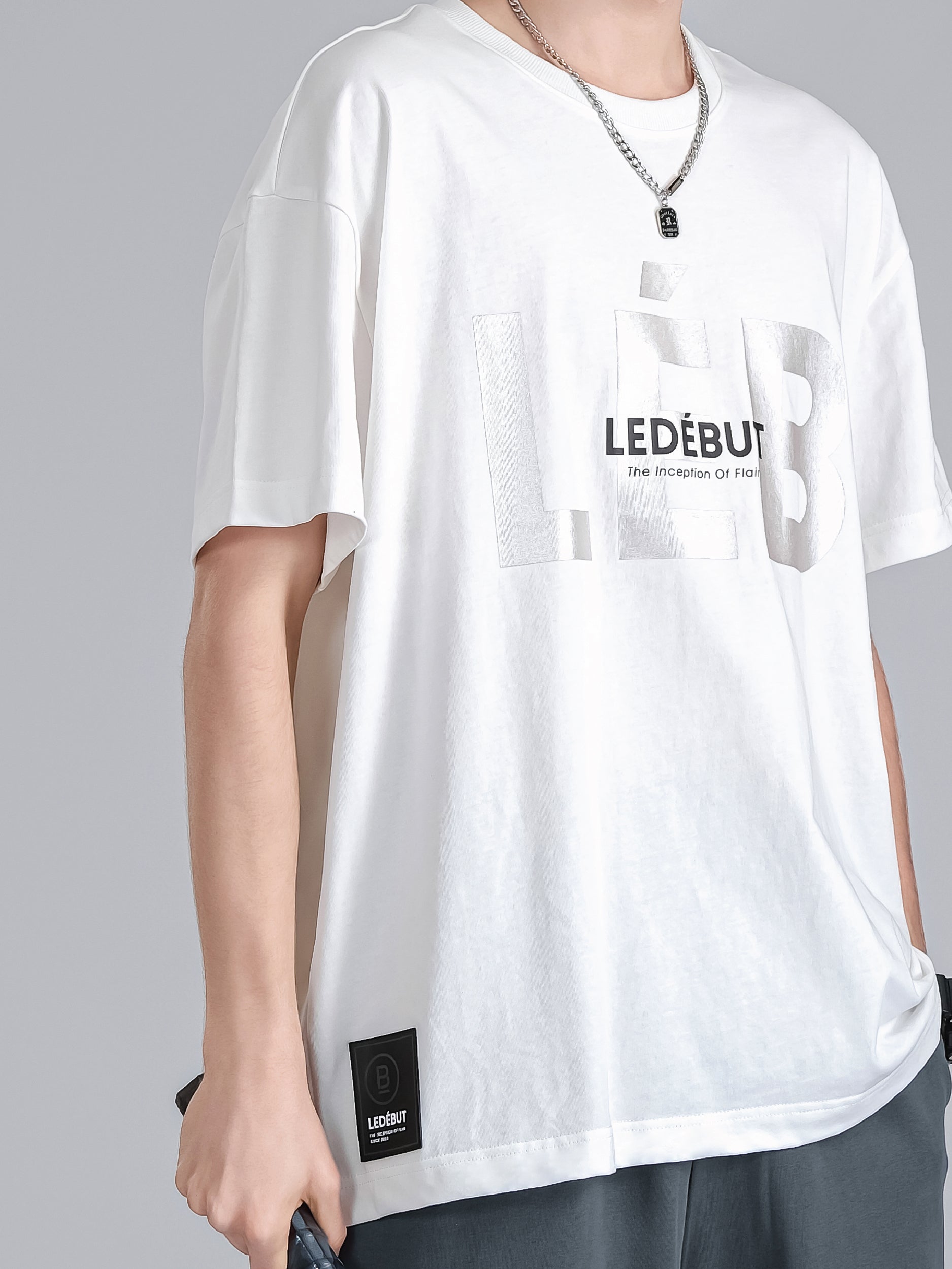 Unisex LEB Front Pearl Print Oversized Tee