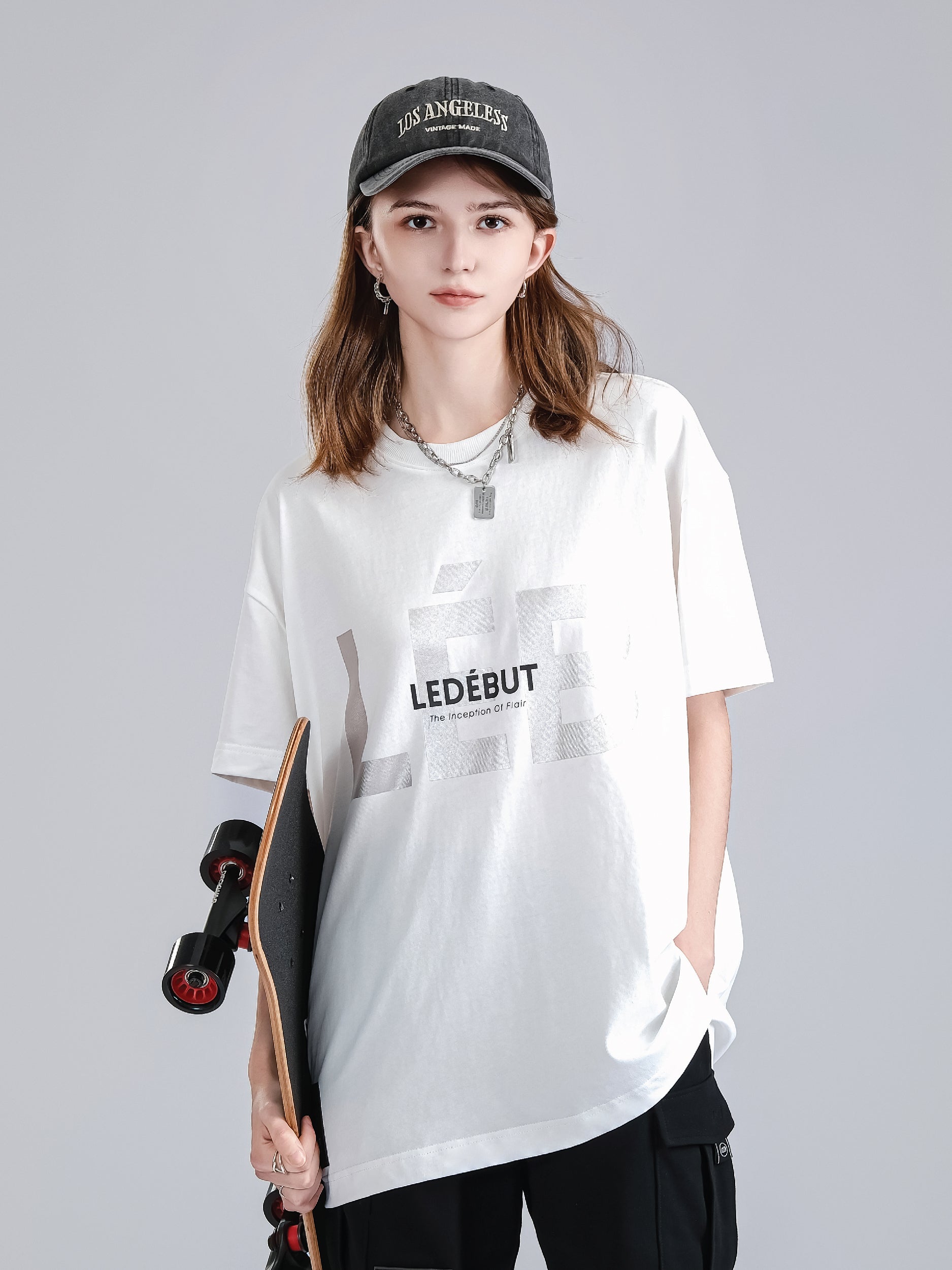 Unisex LEB Front Pearl Print Oversized Tee