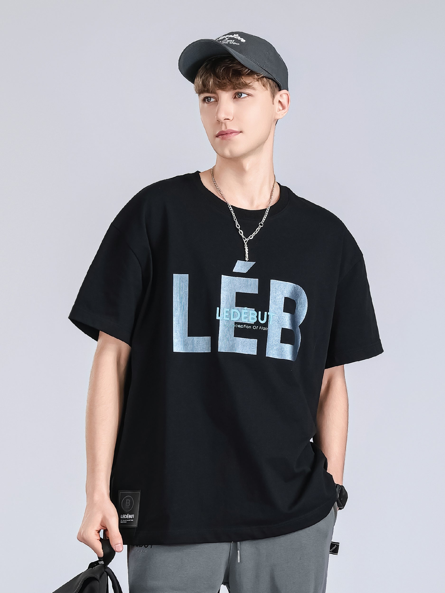 Unisex LEB Front Pearl Print Oversized Tee