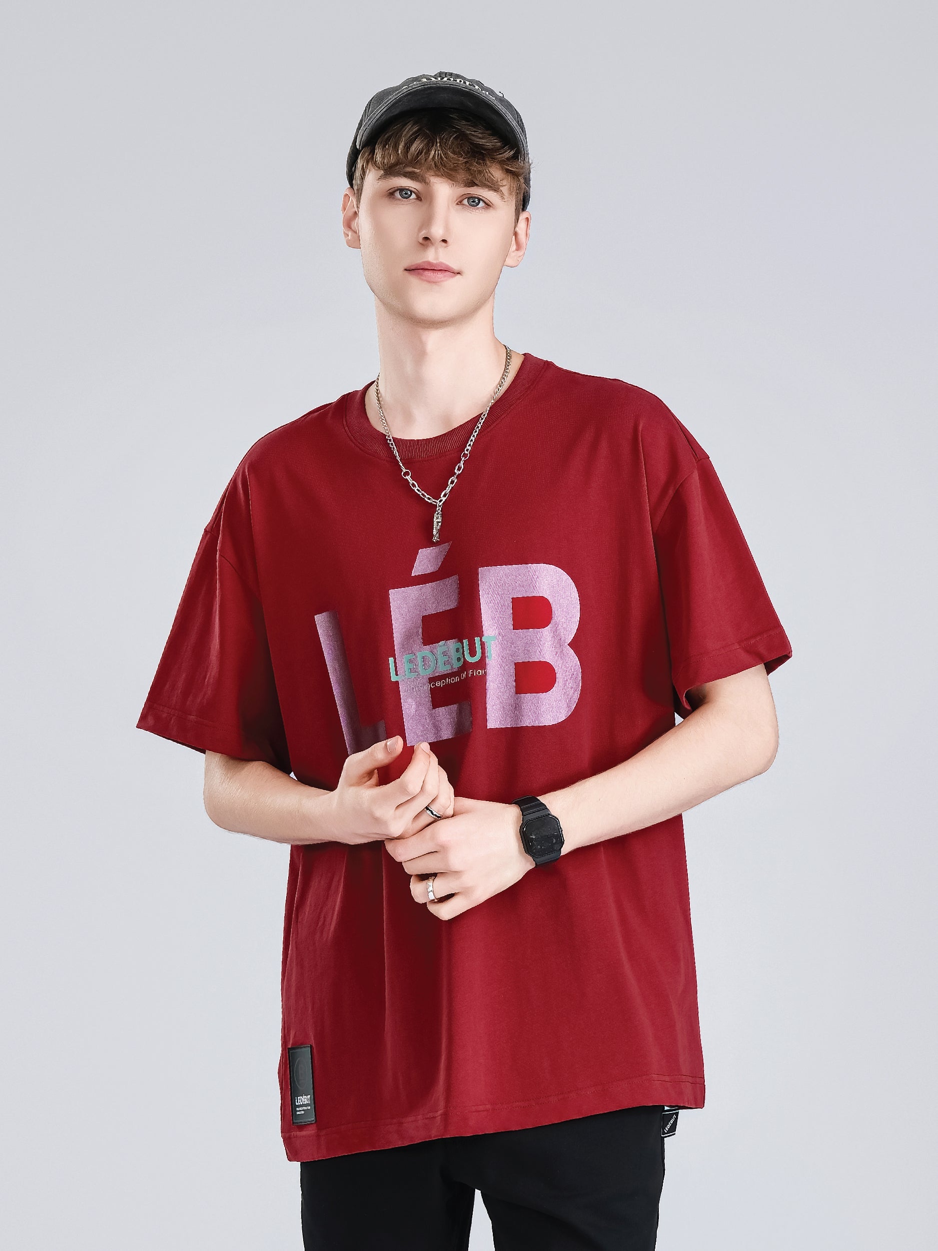 Unisex LEB Front Pearl Print Oversized Tee