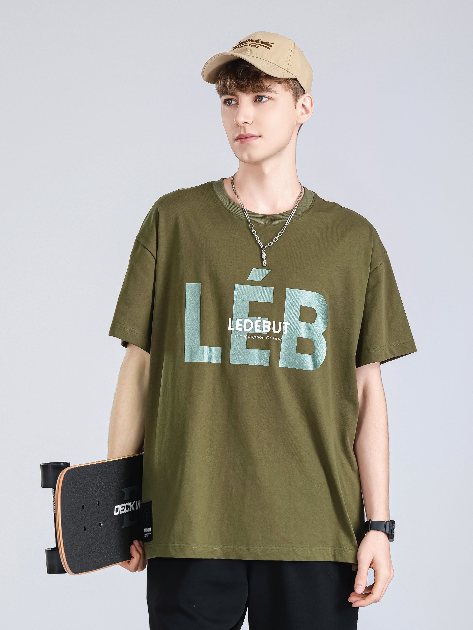 Unisex LEB Front Pearl Print Oversized Tee