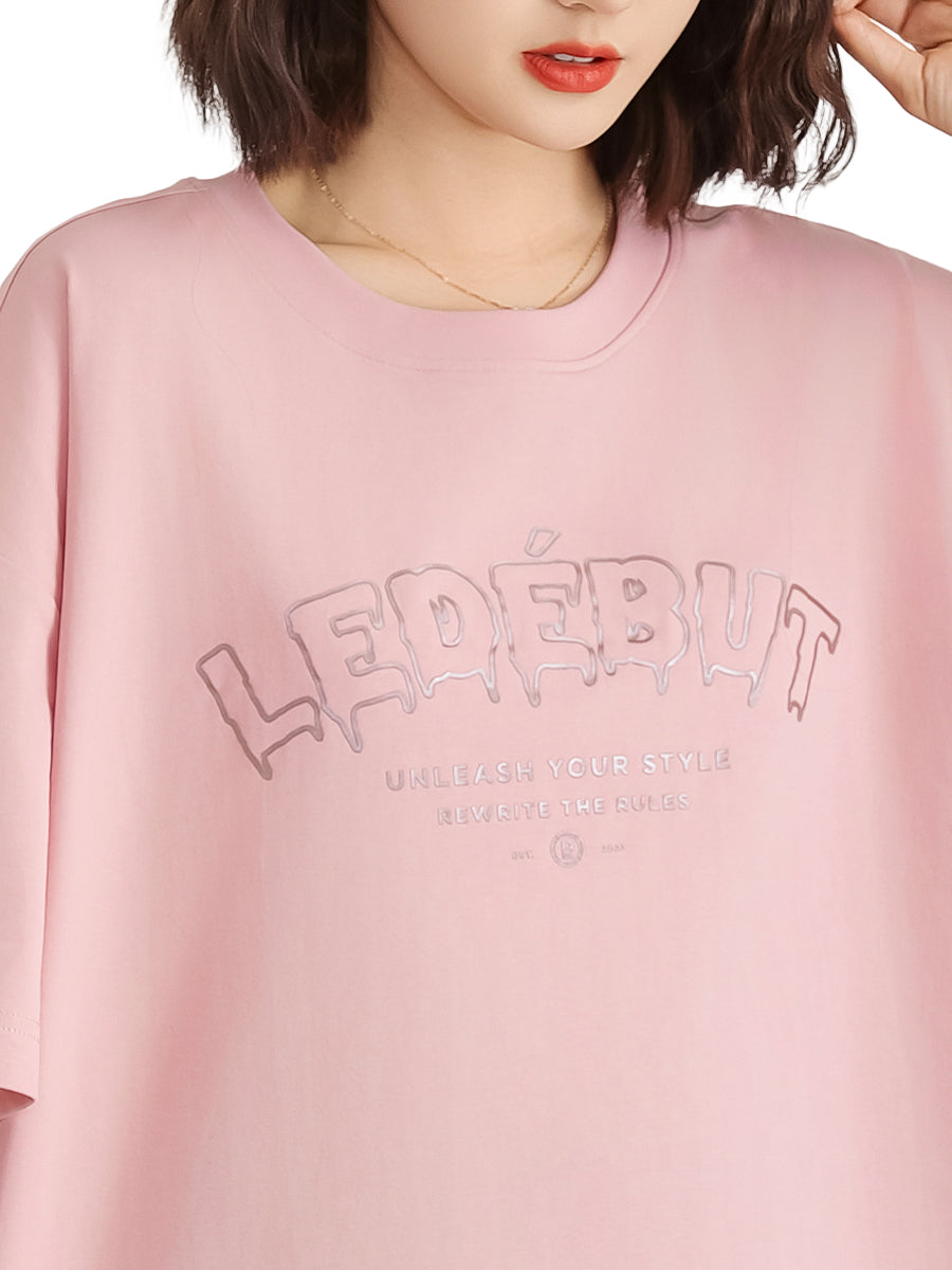 Unisex LEDÉBUT Pearl Print Bear Graphic Oversized Tee