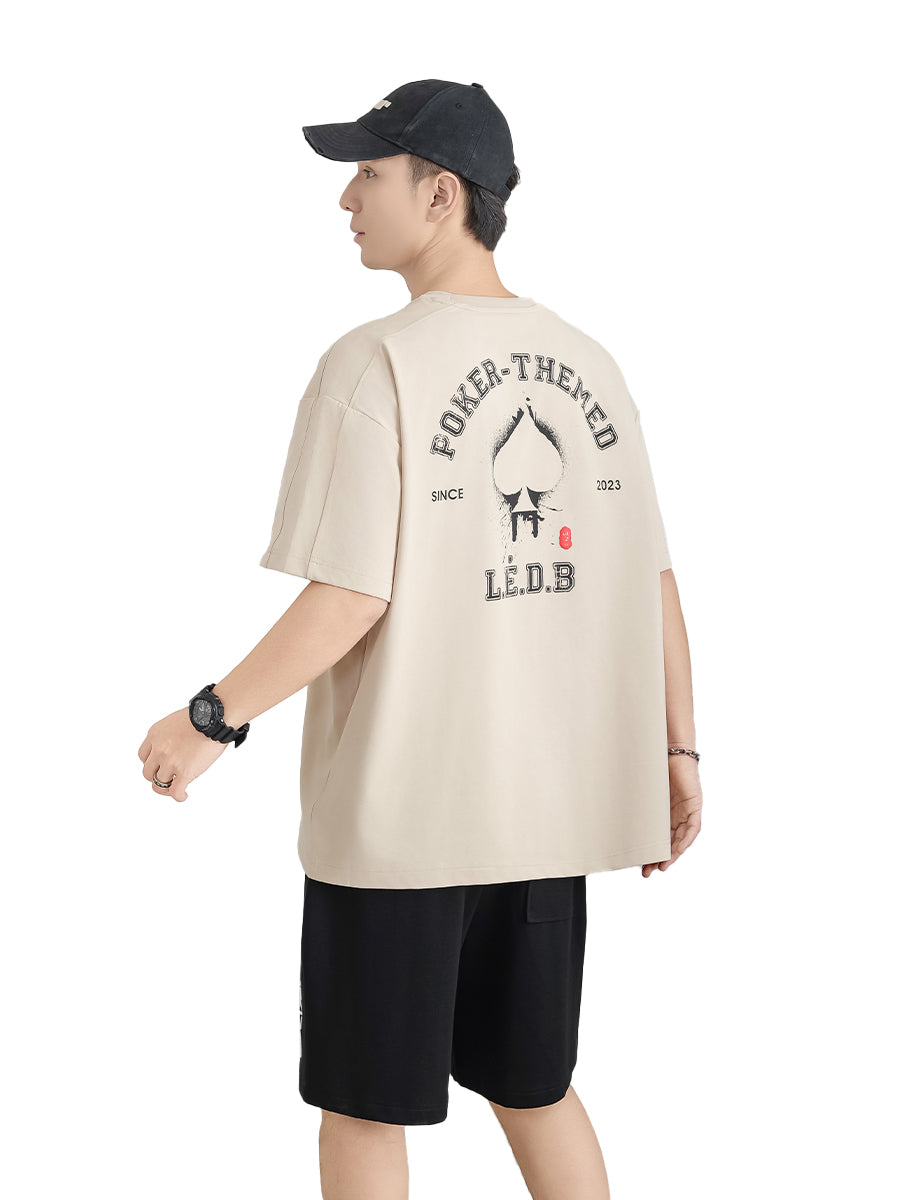 Unisex Spade Poker Print Oversized Tee