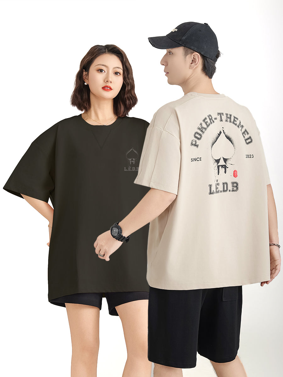 Unisex Spade Poker Print Oversized Tee