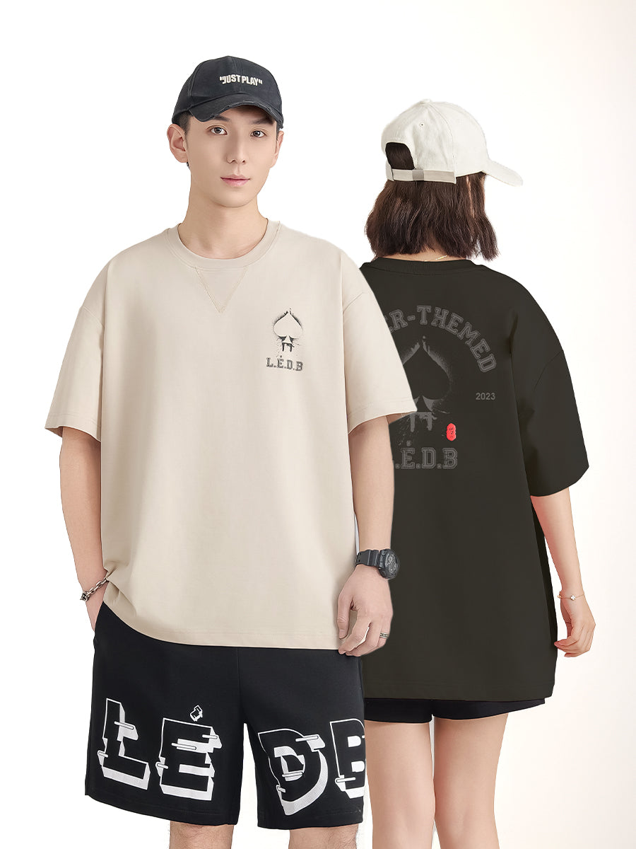 Unisex Spade Poker Print Oversized Tee