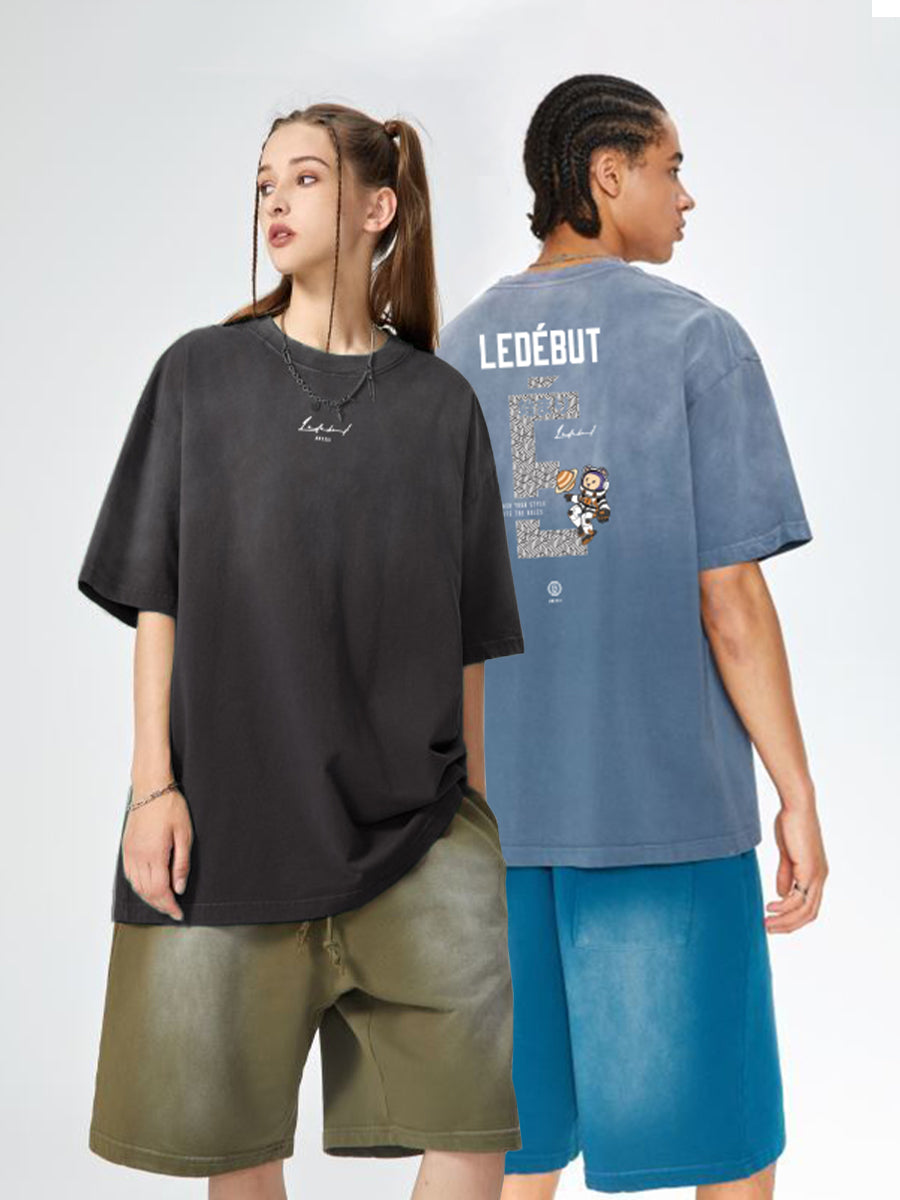 Unisex Gradé Spacecraft Bear Oversized Tee