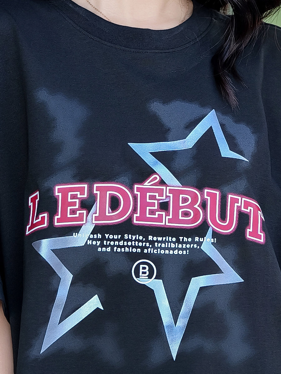 Unisex LEDEBUT High Density Star Pearl Print Oversized Tee