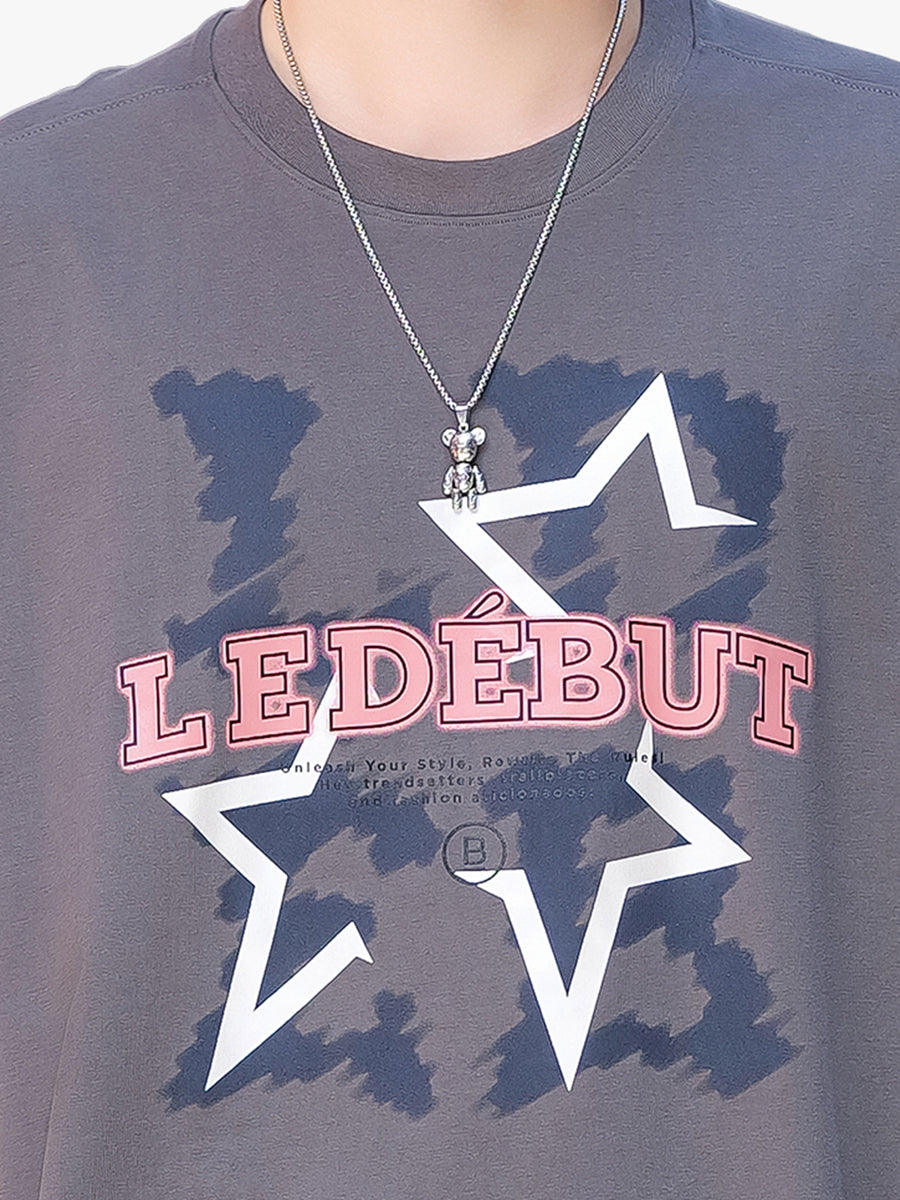 Unisex LEDEBUT High Density Star Pearl Print Oversized Tee