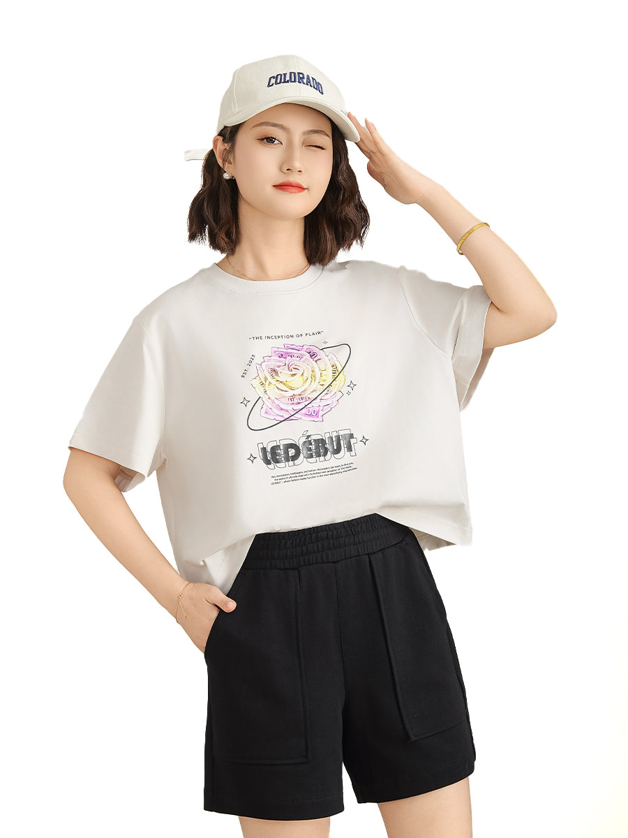 Women Wealth Rose Crop Tee