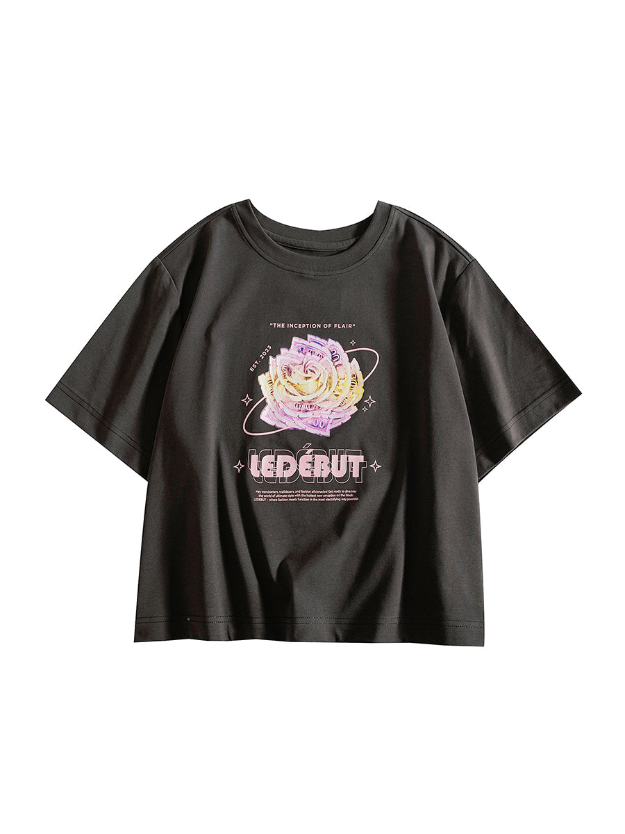 Women Wealth Rose Crop Tee