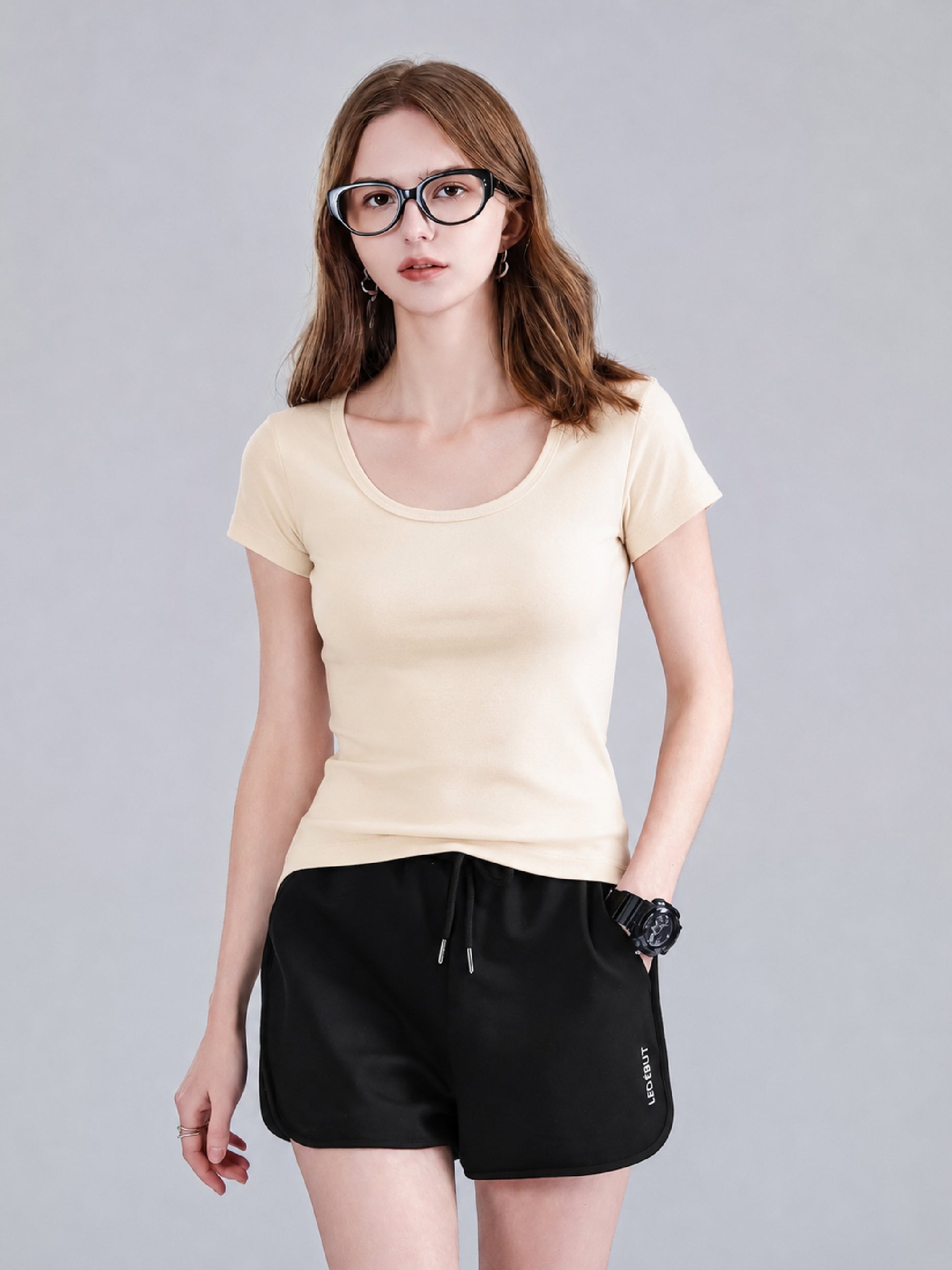 Women Basic 9056 Crew Neck Tee