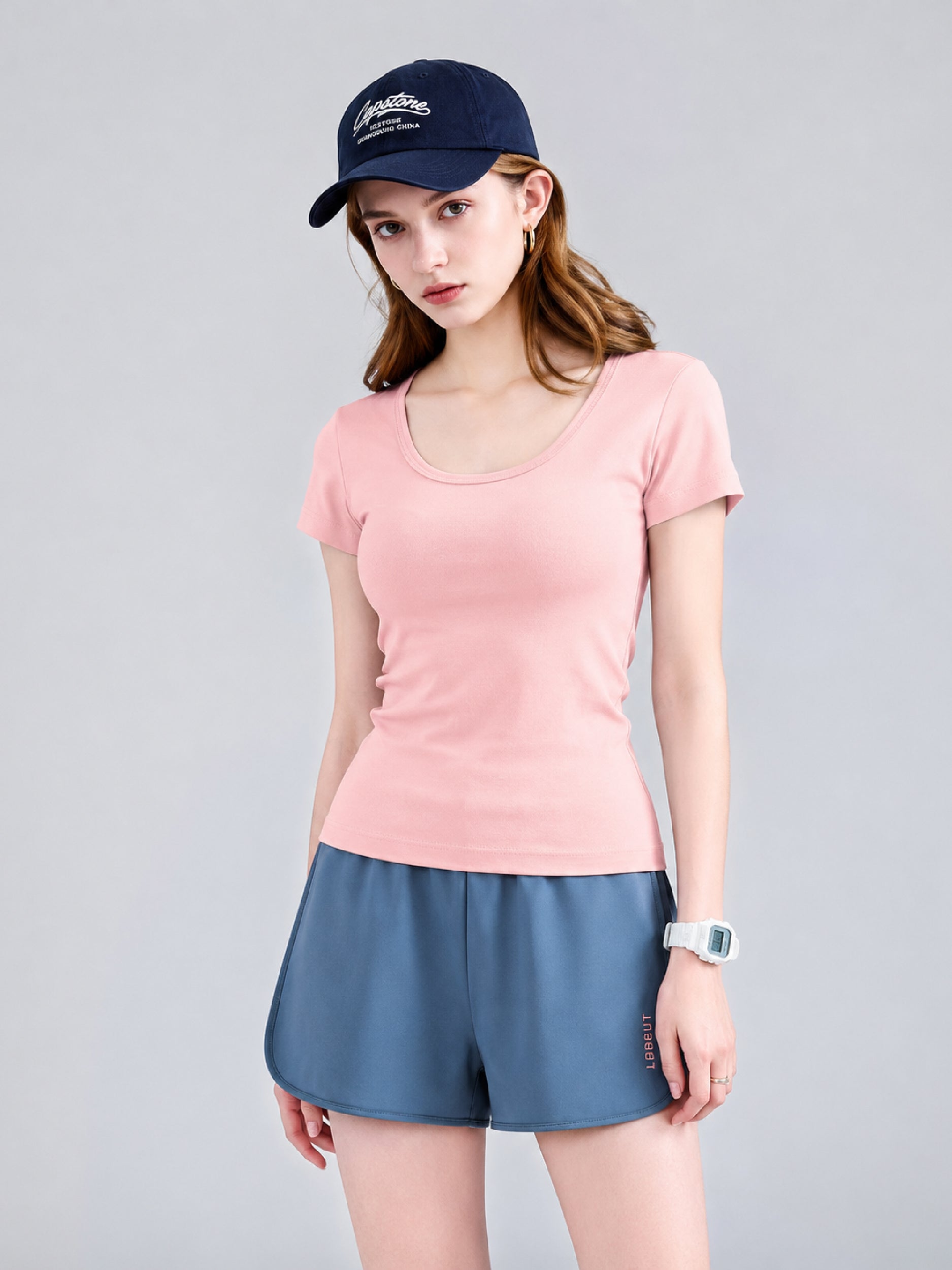 Women Basic 9056 Crew Neck Tee