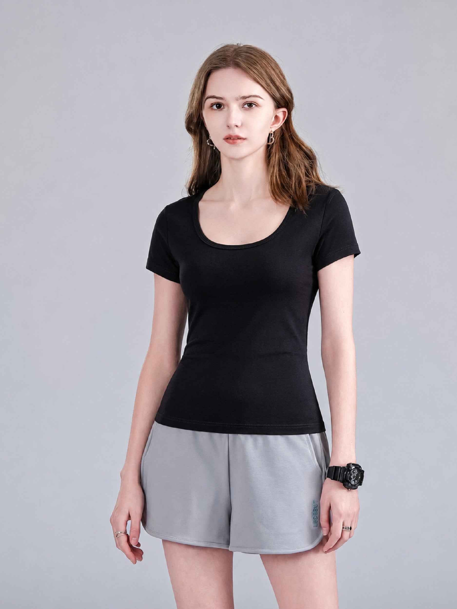 Women Basic 9056 Crew Neck Tee