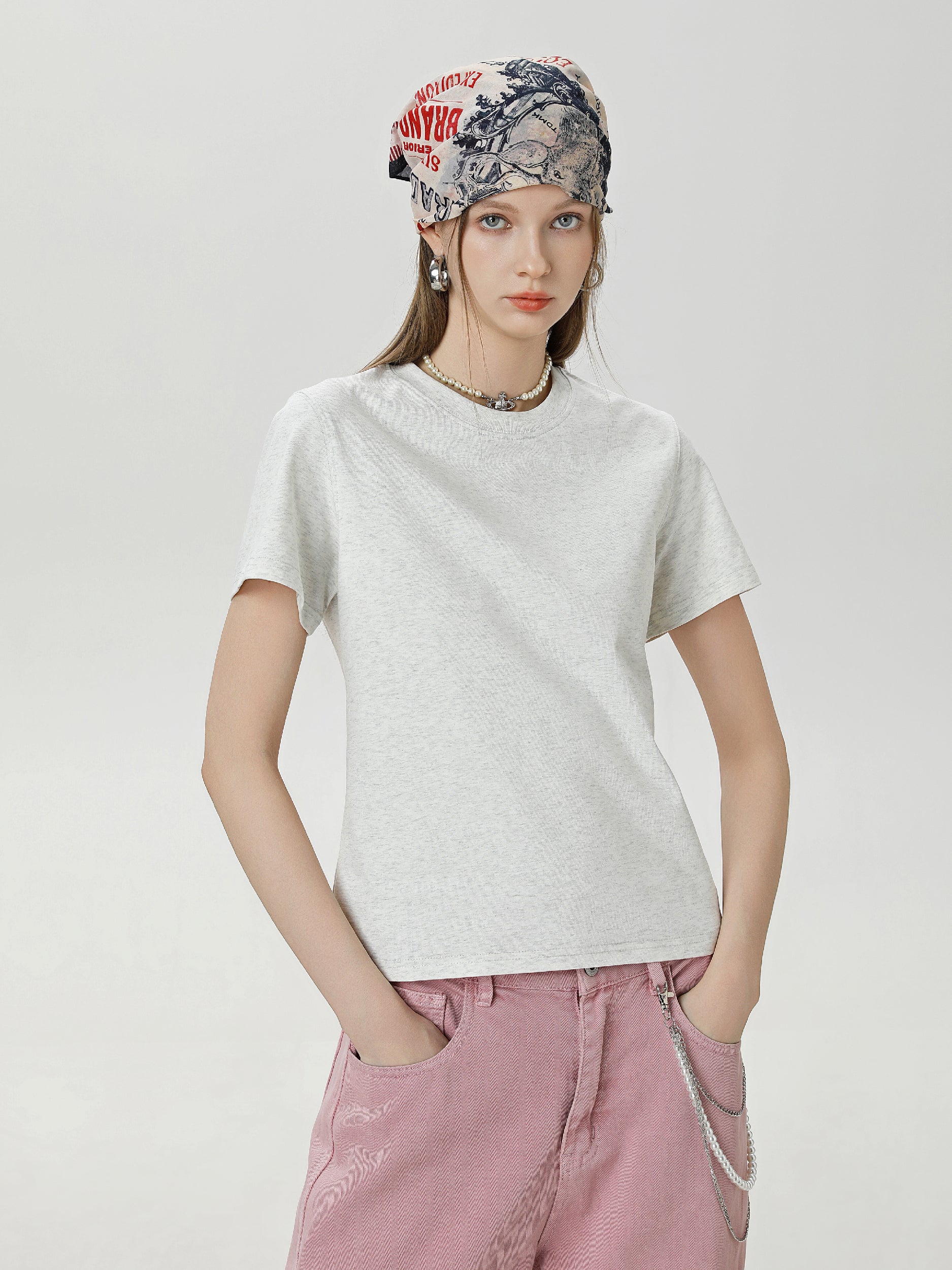 Women Basic 9057 Crew Neck Tee