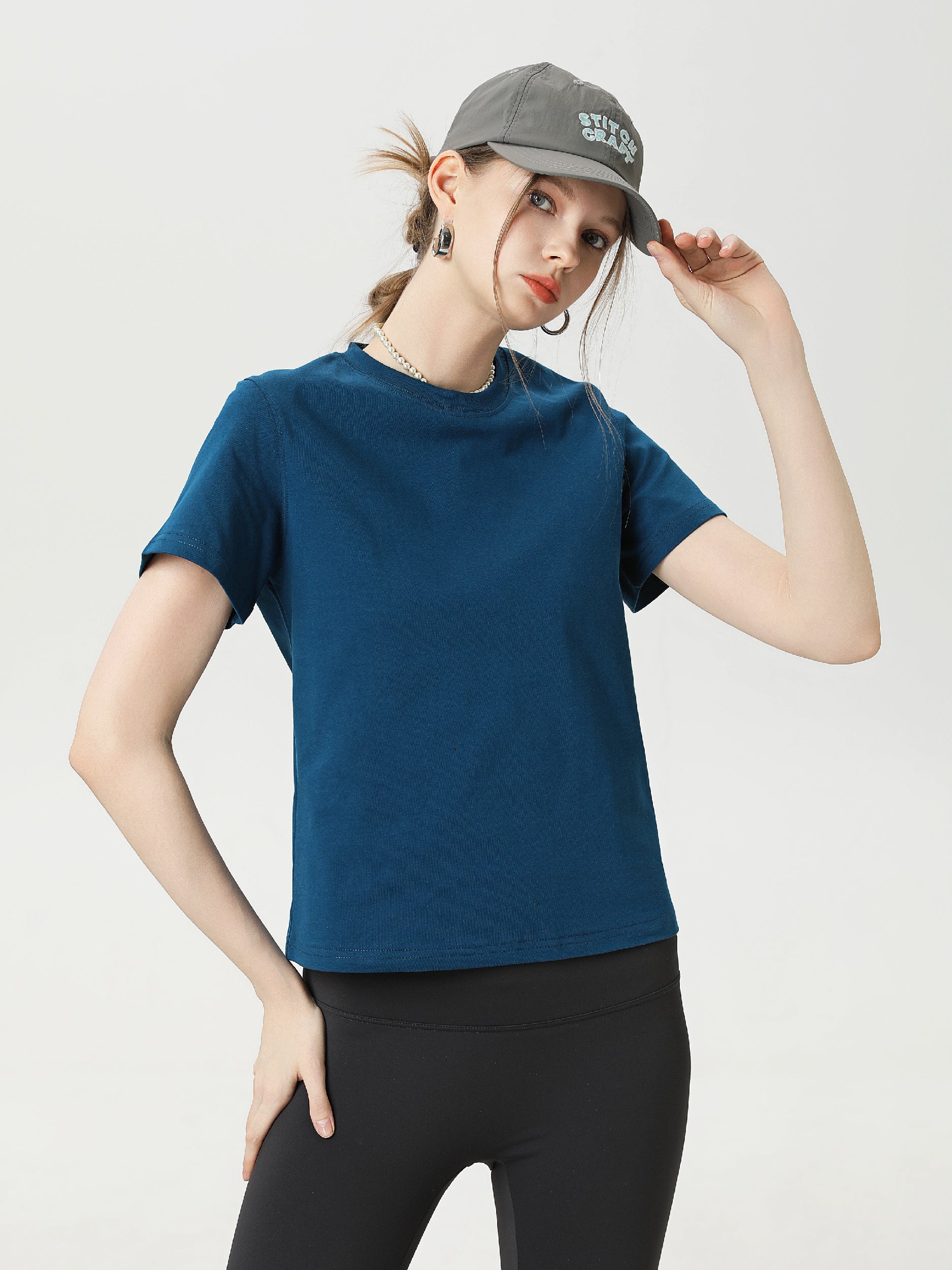 Women Basic 9057 Crew Neck Tee
