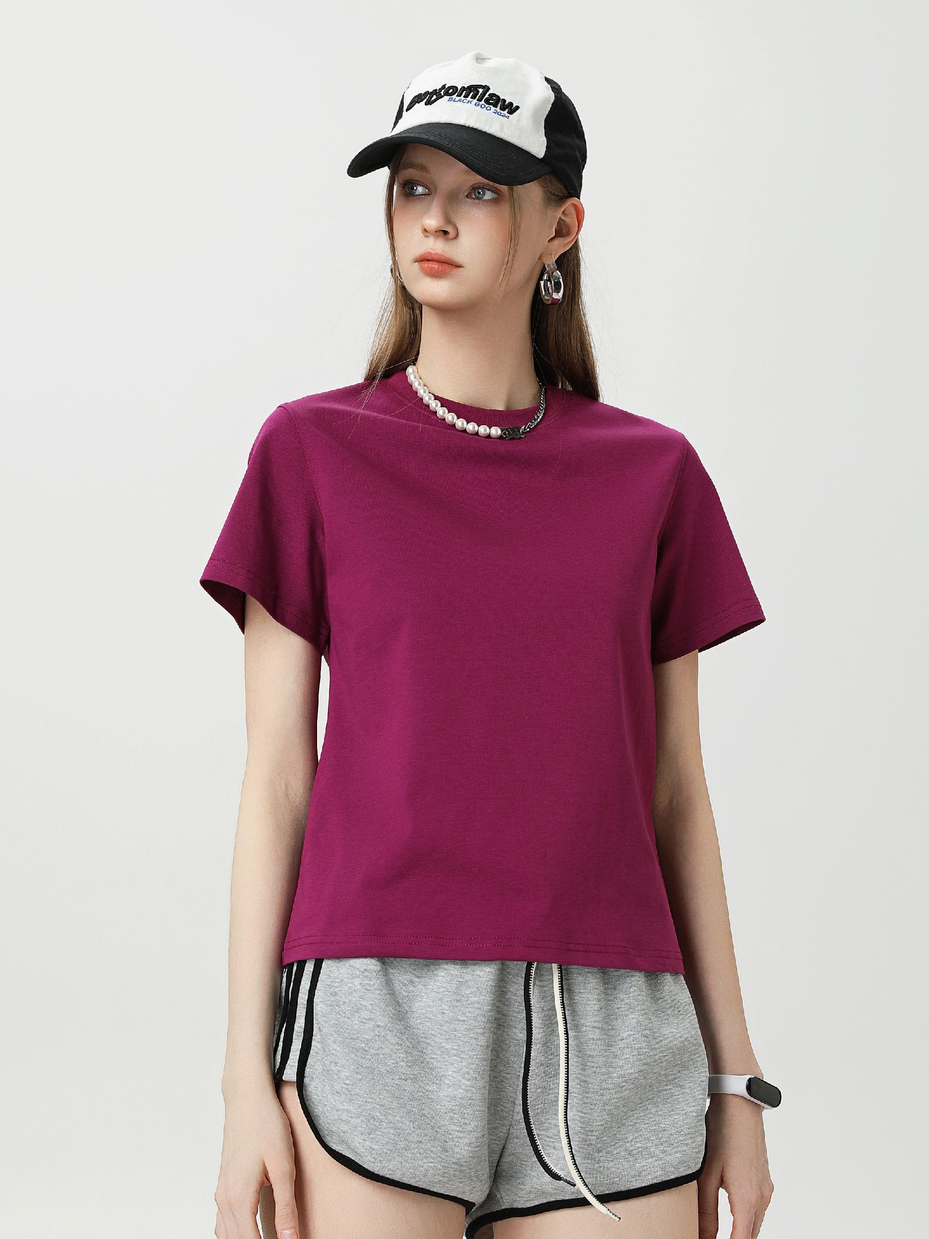 Women Basic 9057 Crew Neck Tee