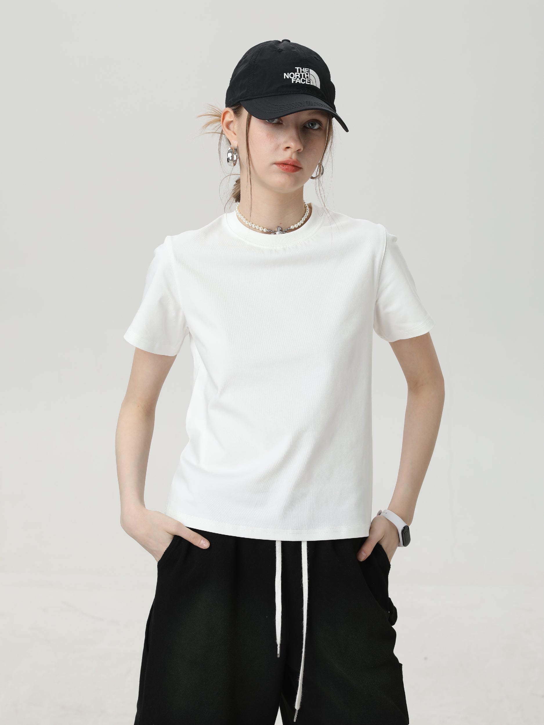Women Basic 9057 Crew Neck Tee