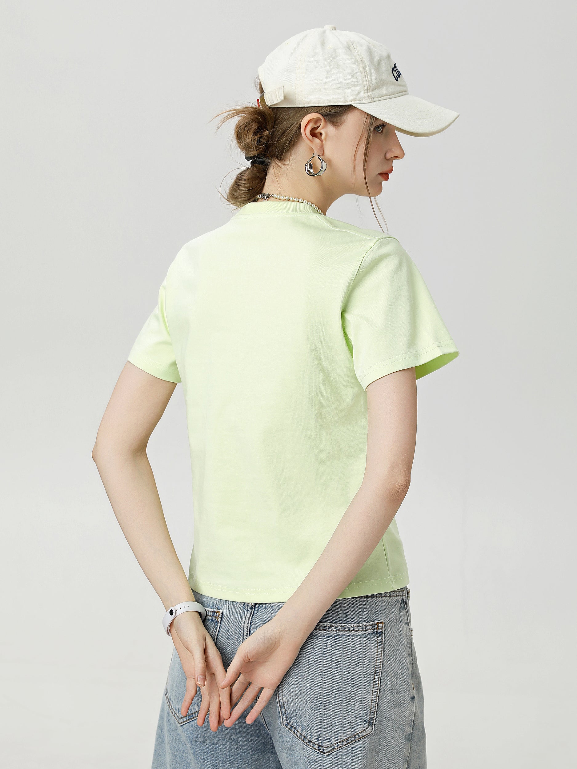 Women Basic 9057 Crew Neck Tee