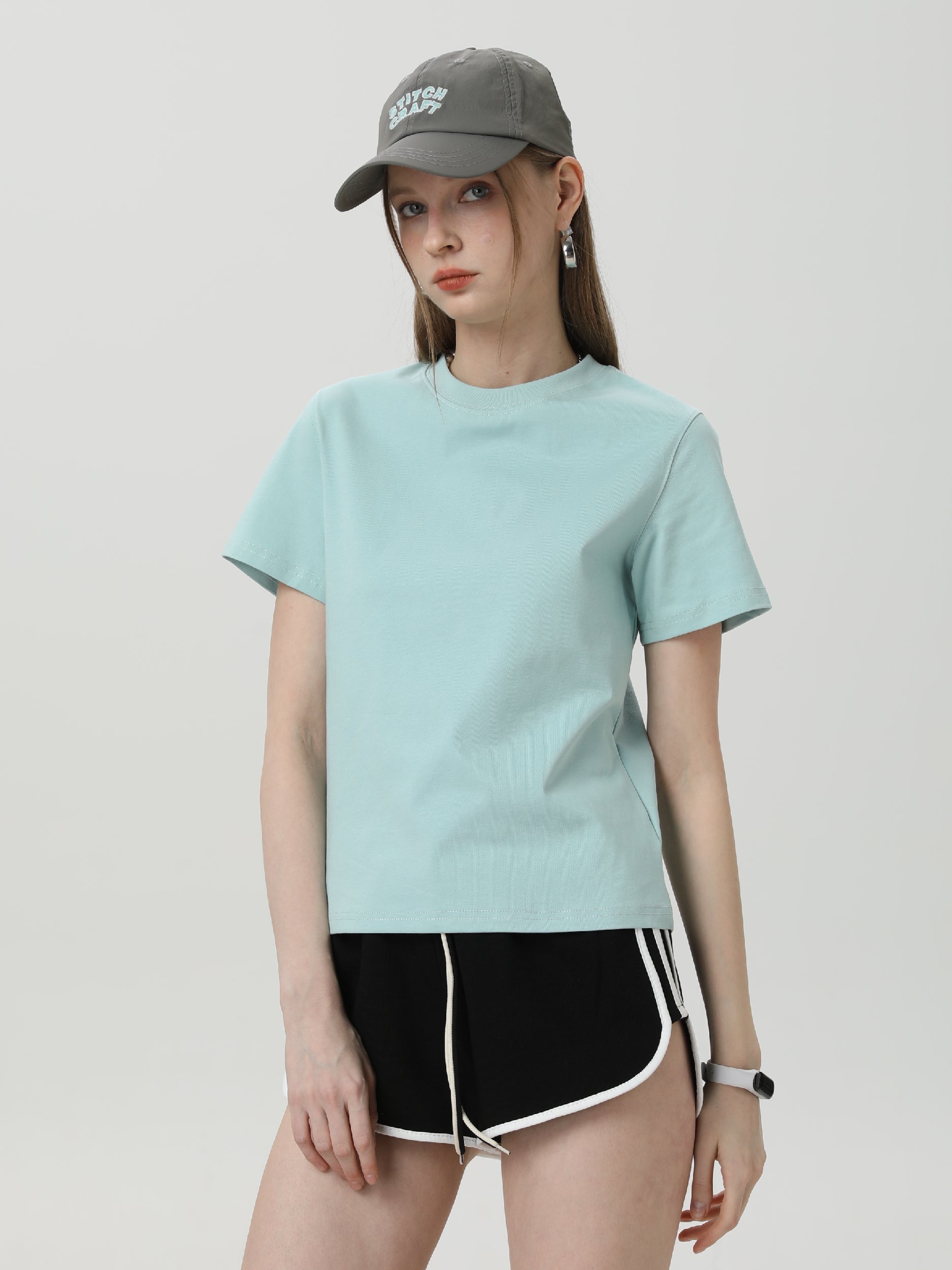 Women Basic 9057 Crew Neck Tee