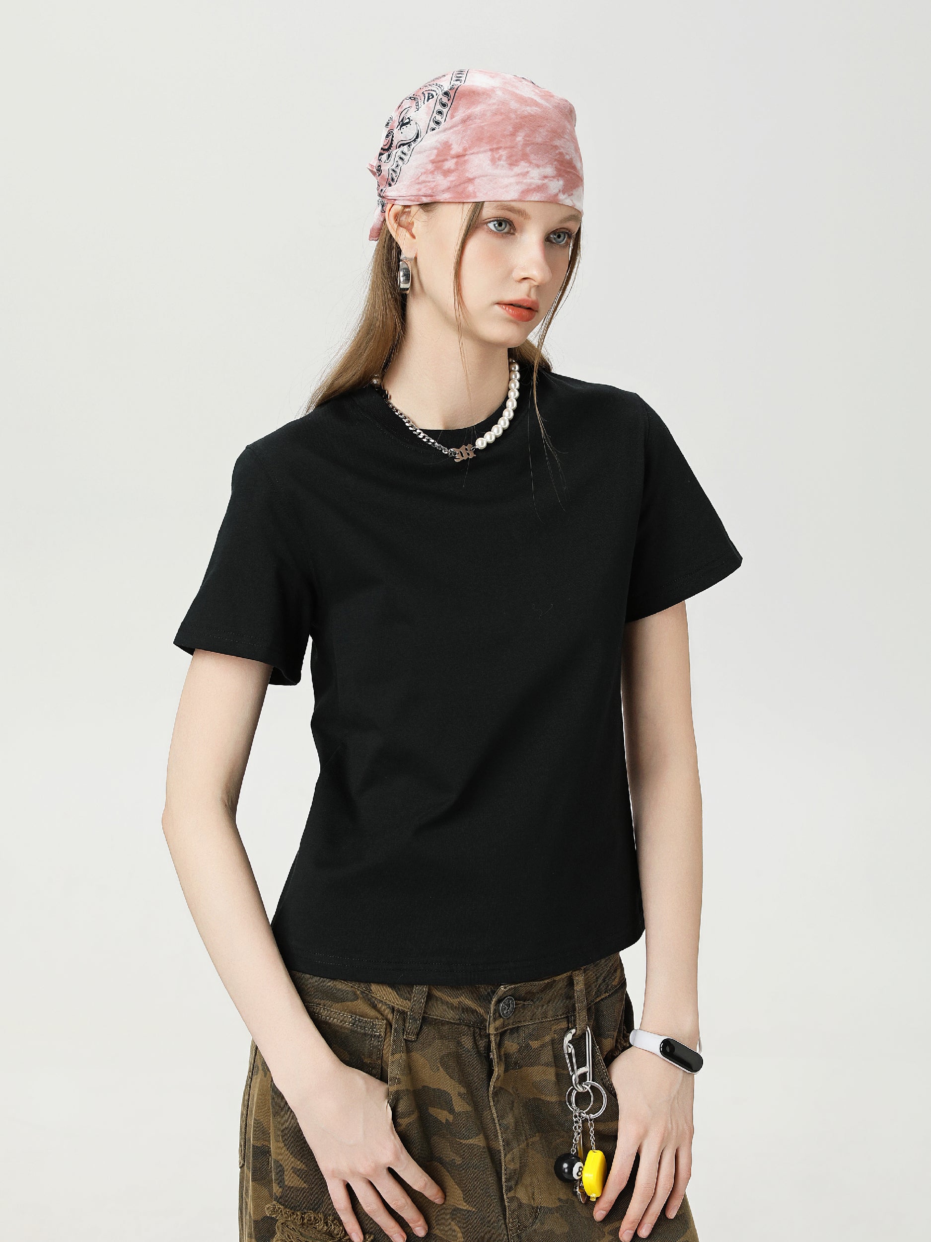 Women Basic 9057 Crew Neck Tee