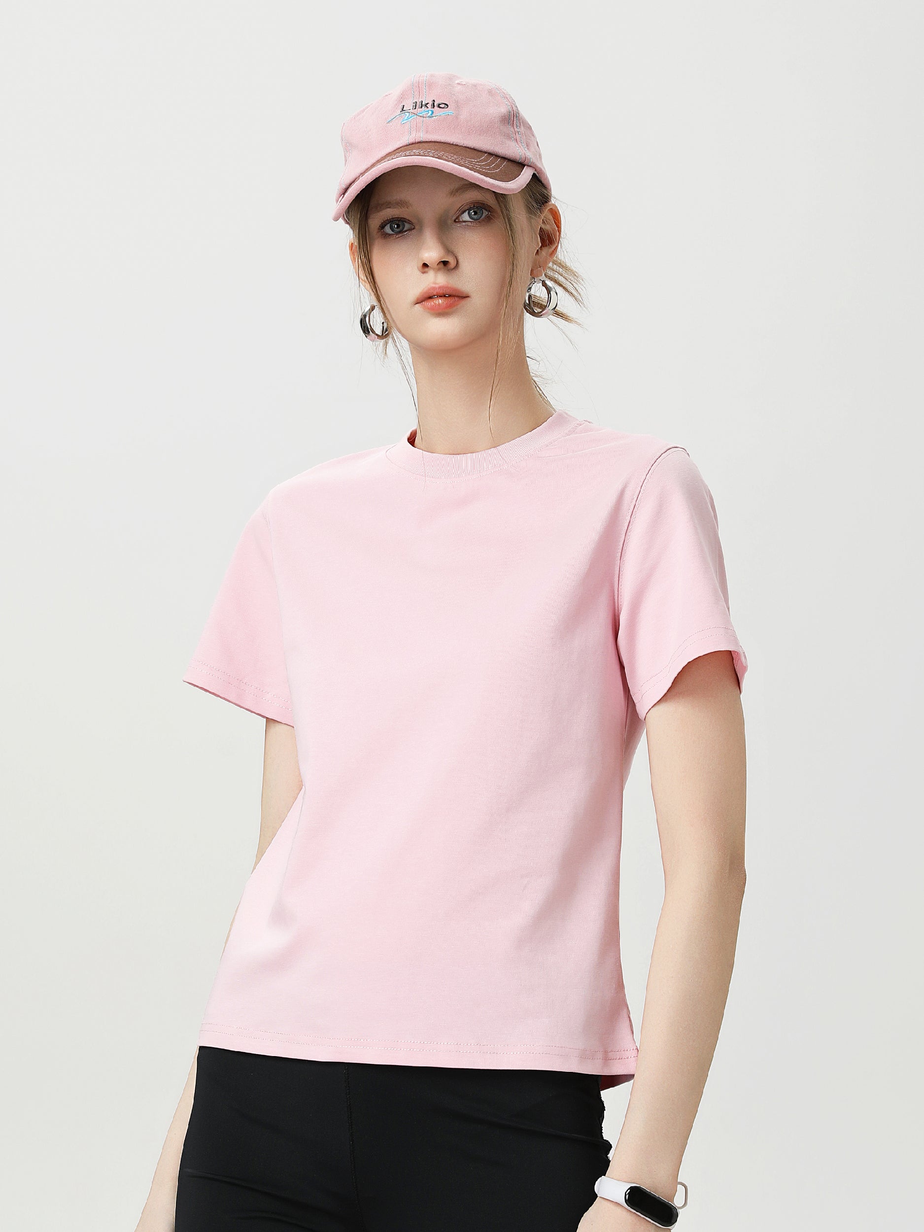Women Basic 9057 Crew Neck Tee