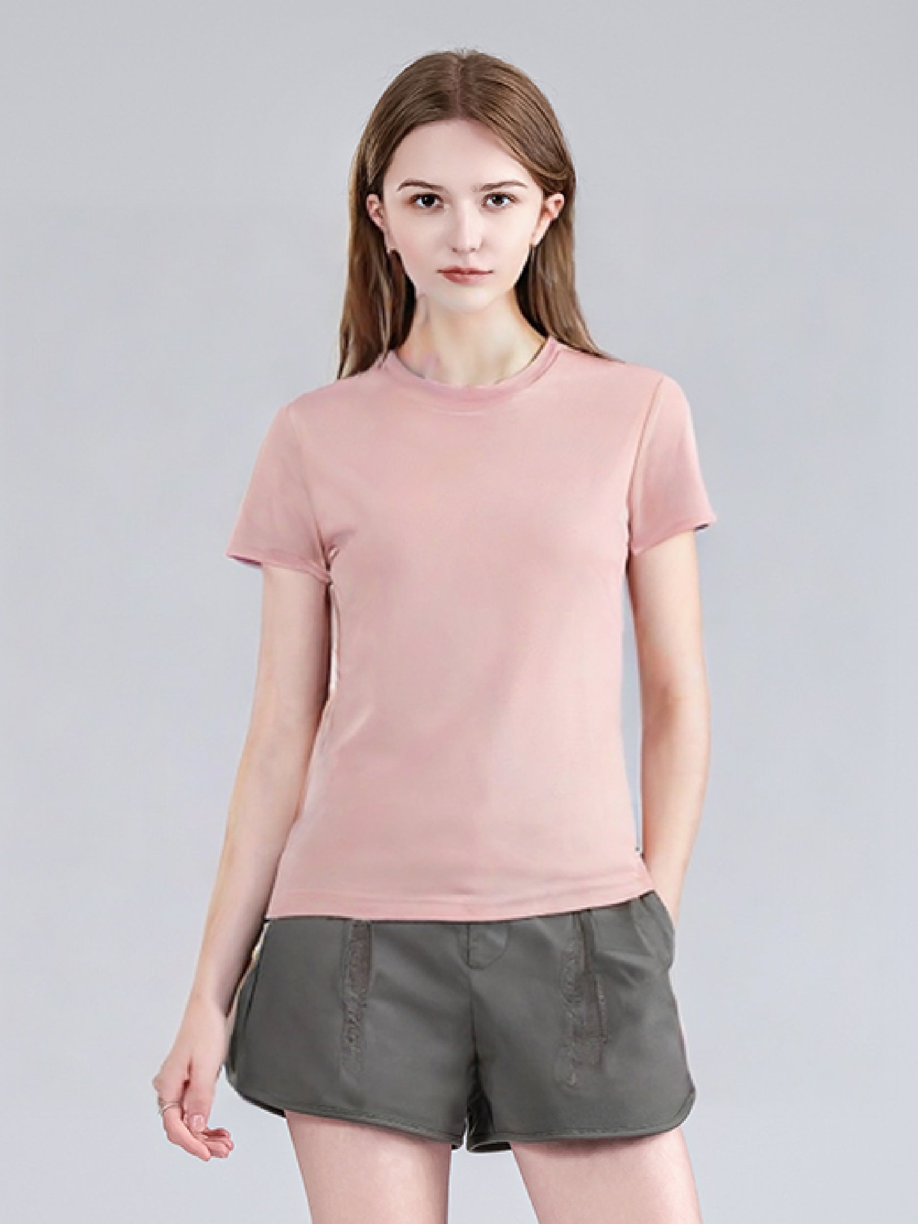 Women Basic 9066 Crew Neck Tee
