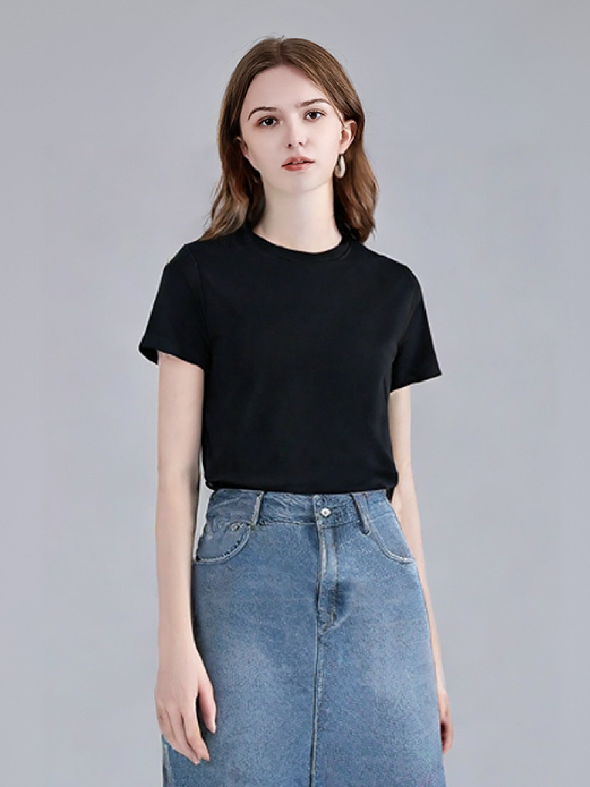 Women Basic 9066 Crew Neck Tee