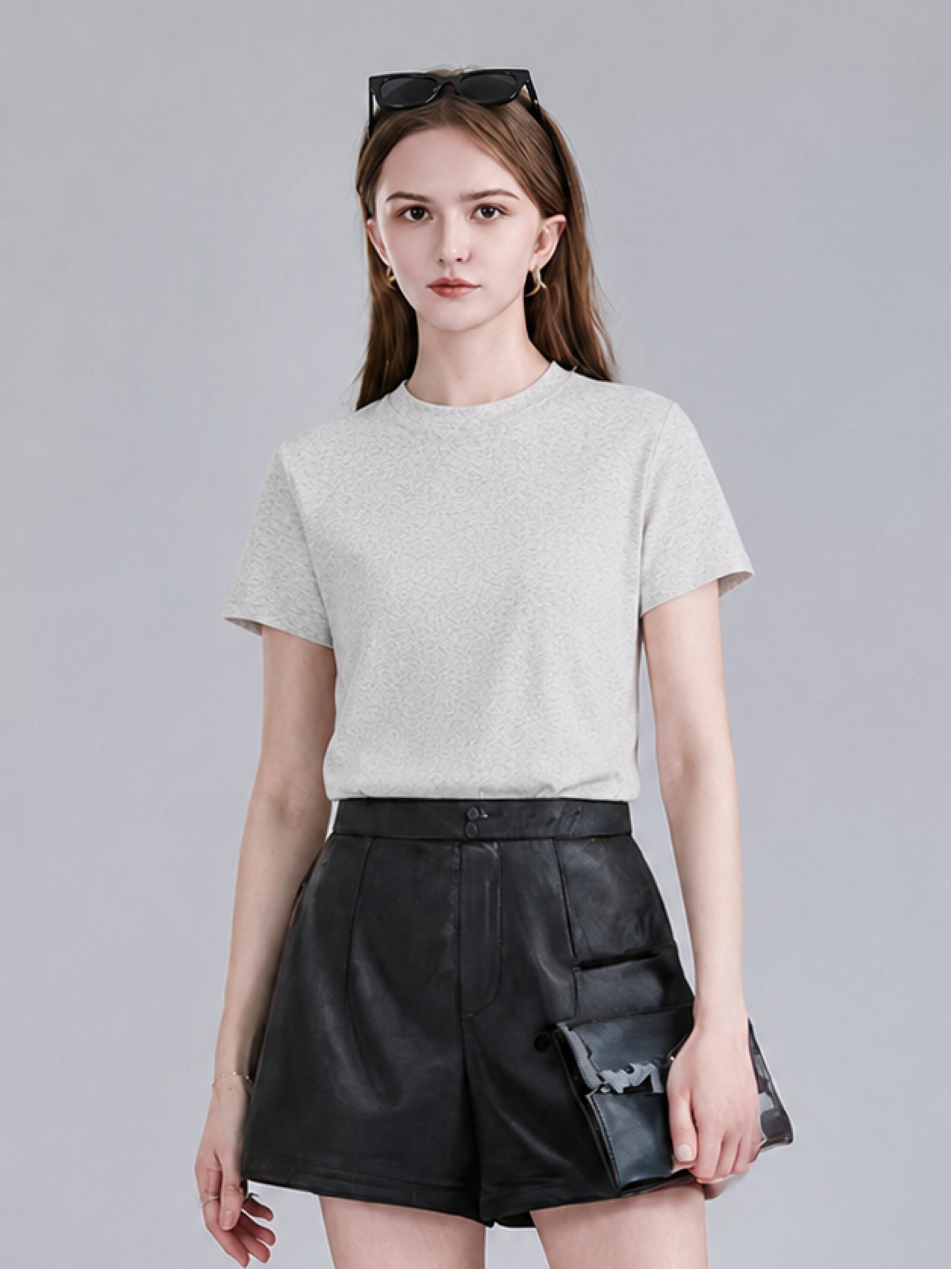 Women Basic 9066 Crew Neck Tee