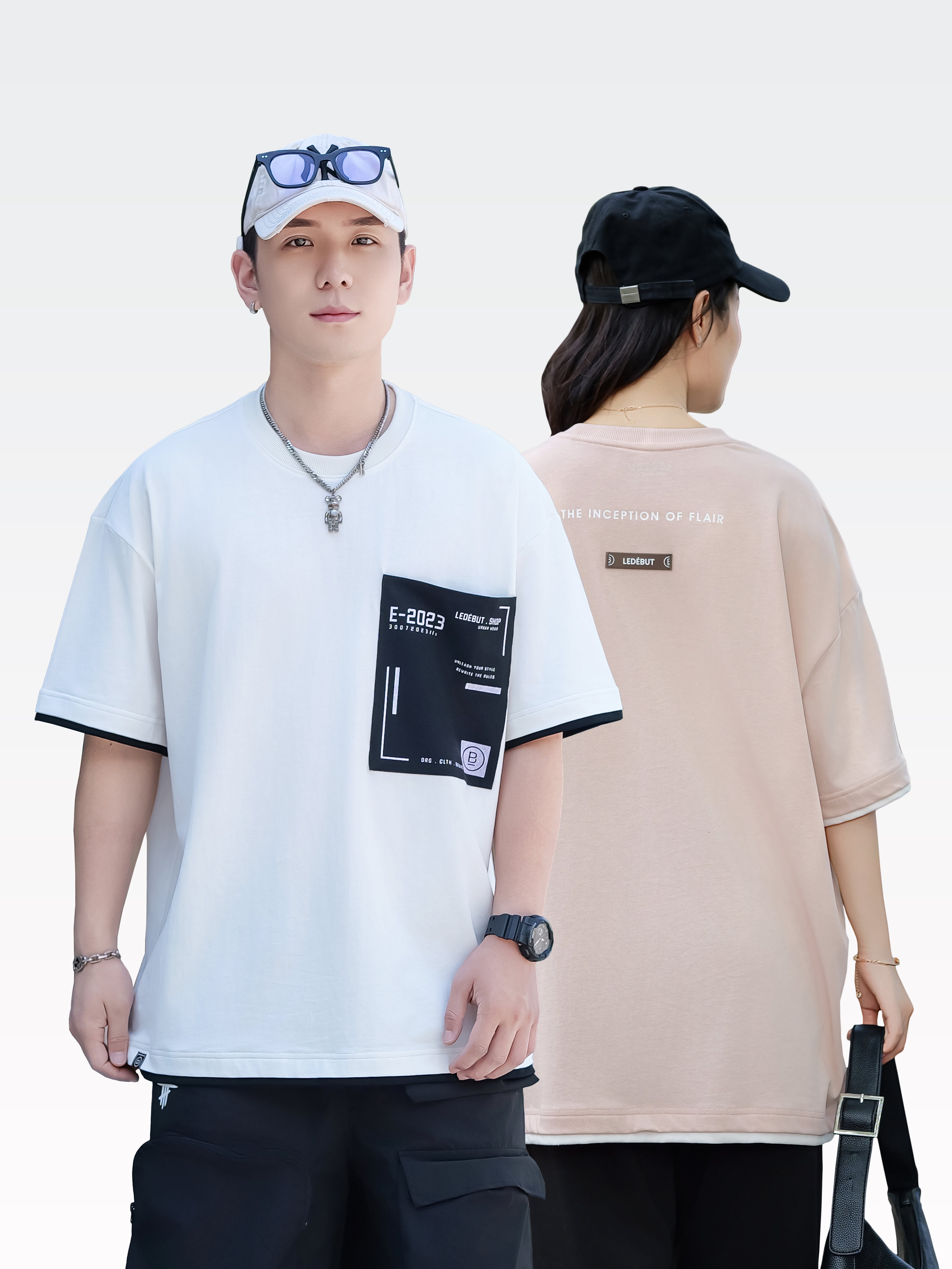 Unisex Double Layer Oversized Tee