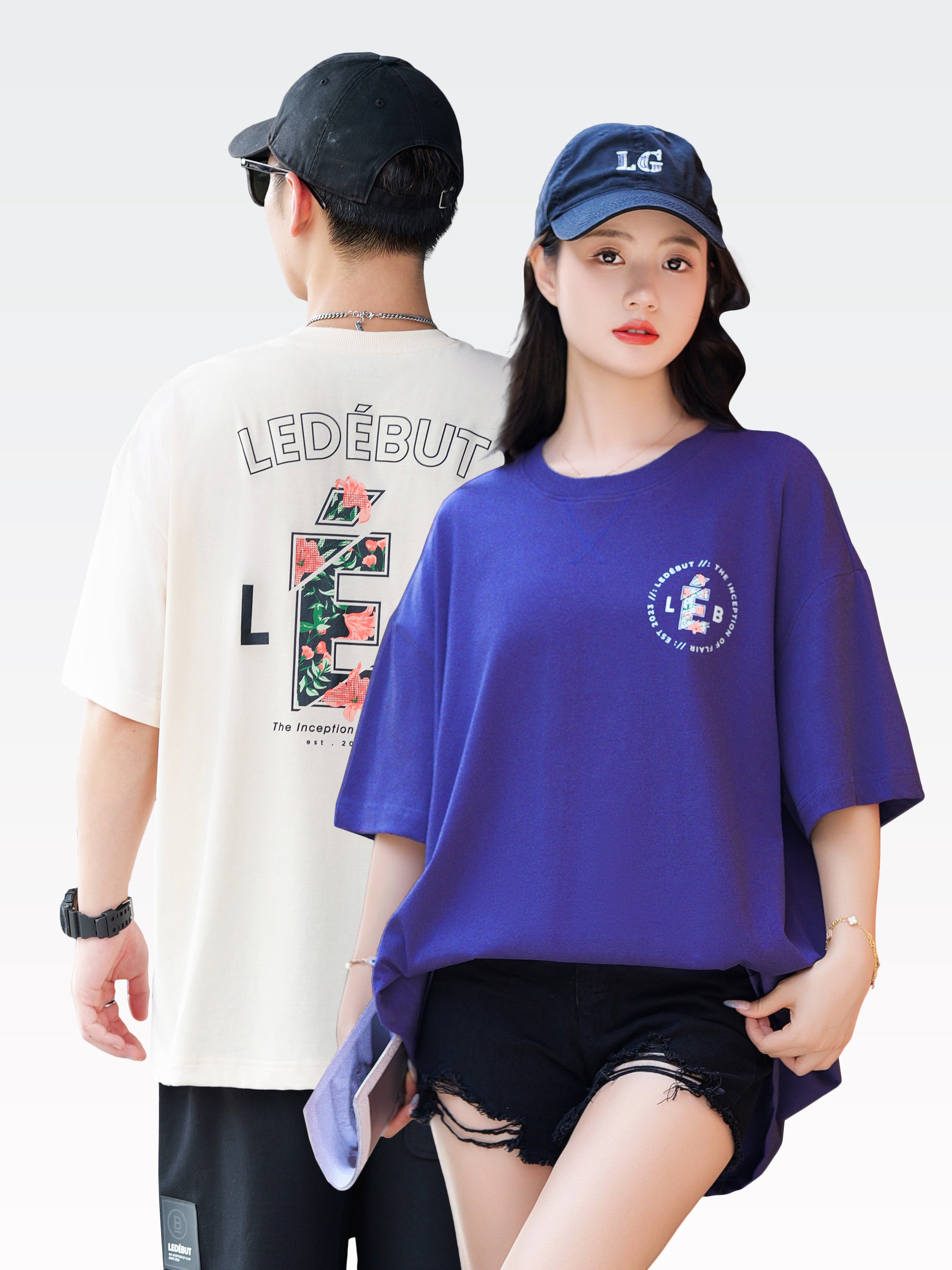 Unisex Floral Pearl Print Oversized Tee