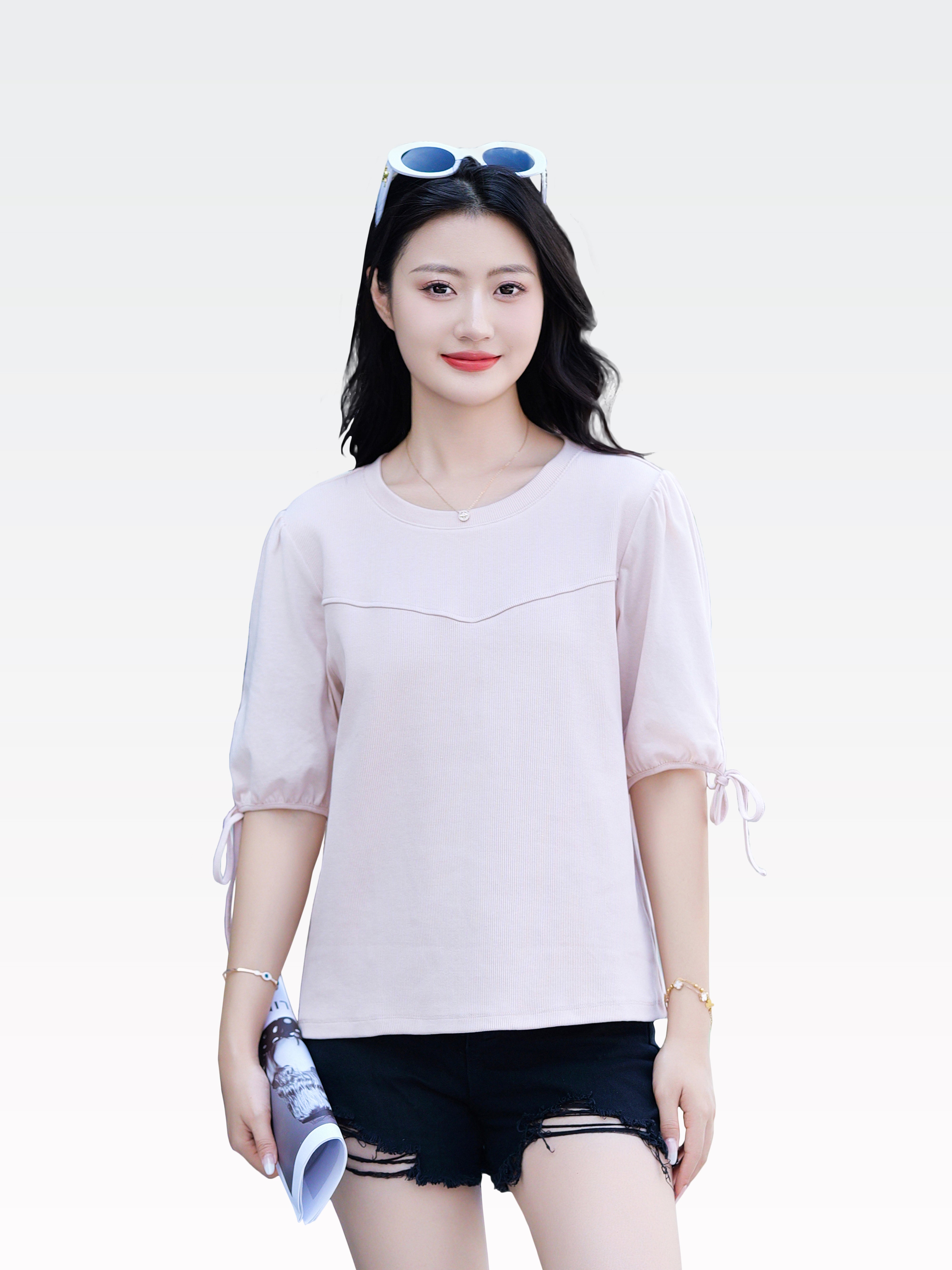 Women Ribbon Lantern Sleeve Blouse