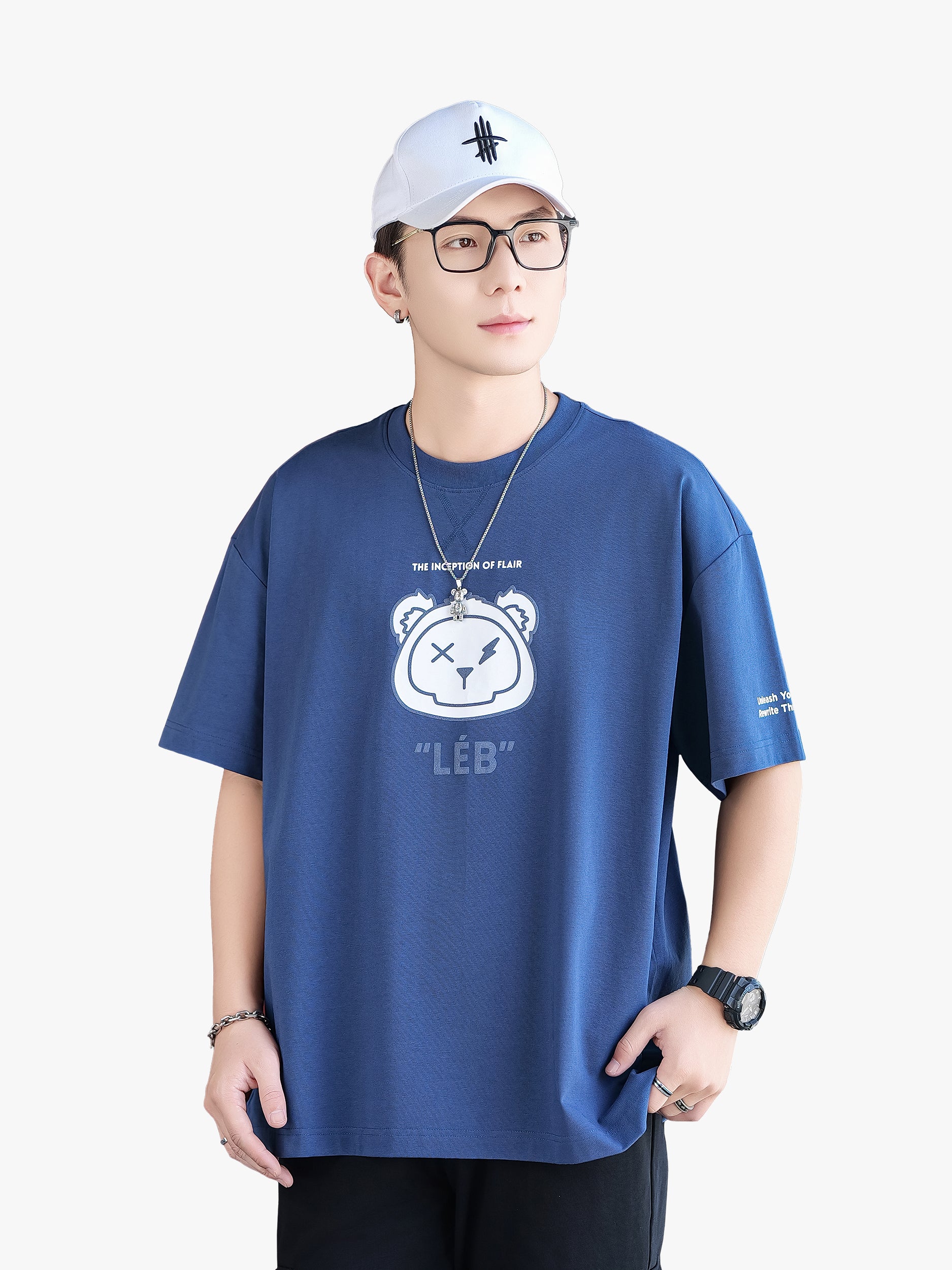 Unisex Centre LEB Puff Print Bear Graphic Oversized Tee