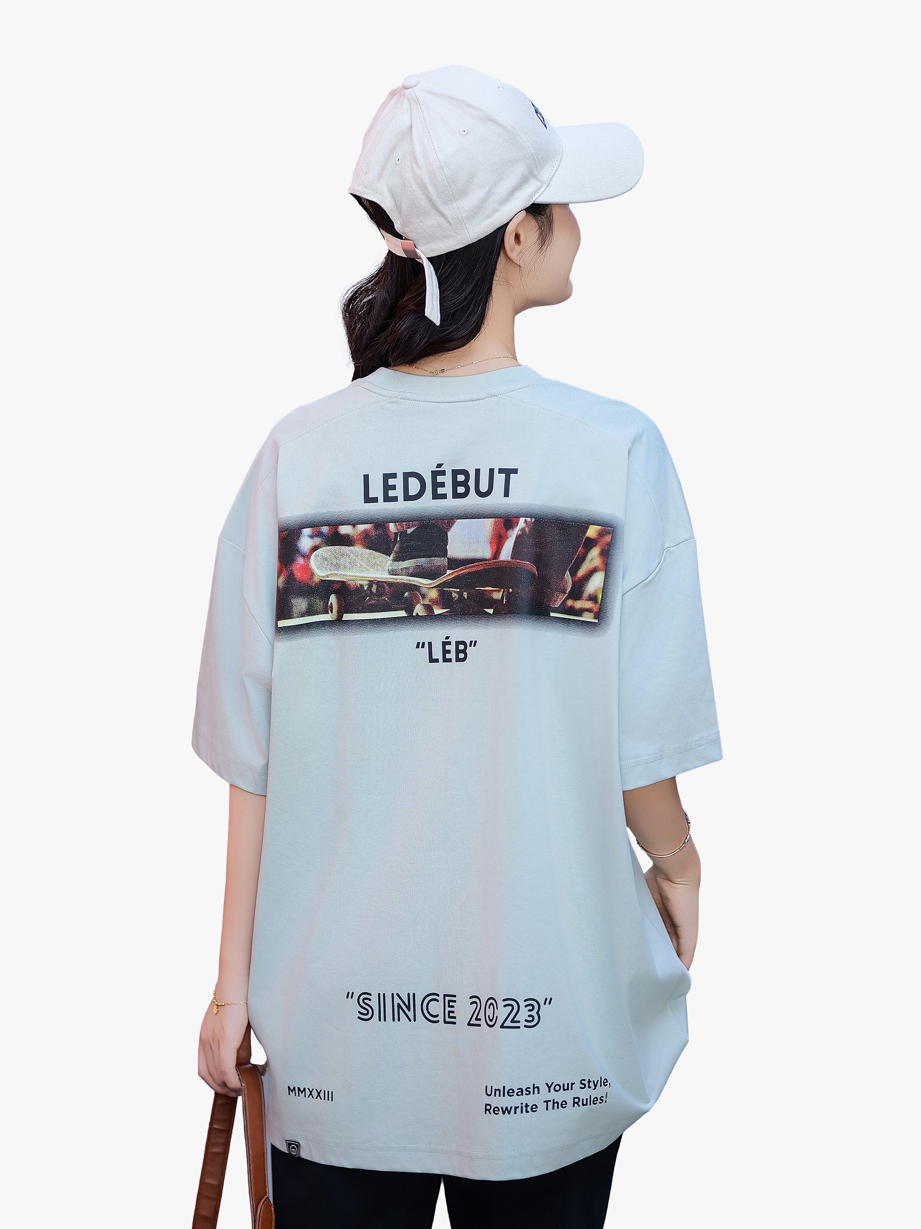 Unisex LEB Skateboard Back Print Oversized Tee